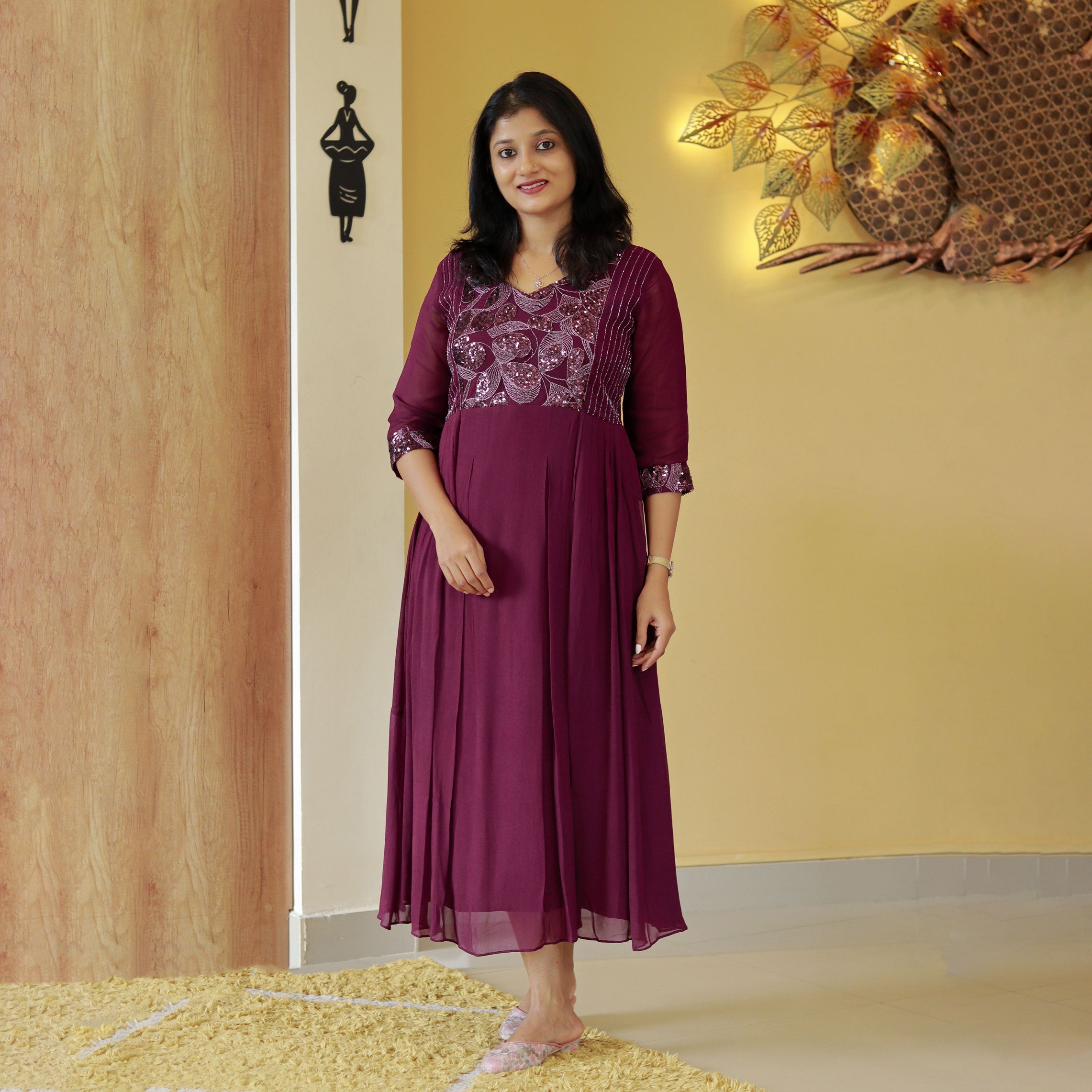 Load image into Gallery viewer, Purple Designer Wear Kurti ( pre order)-4035