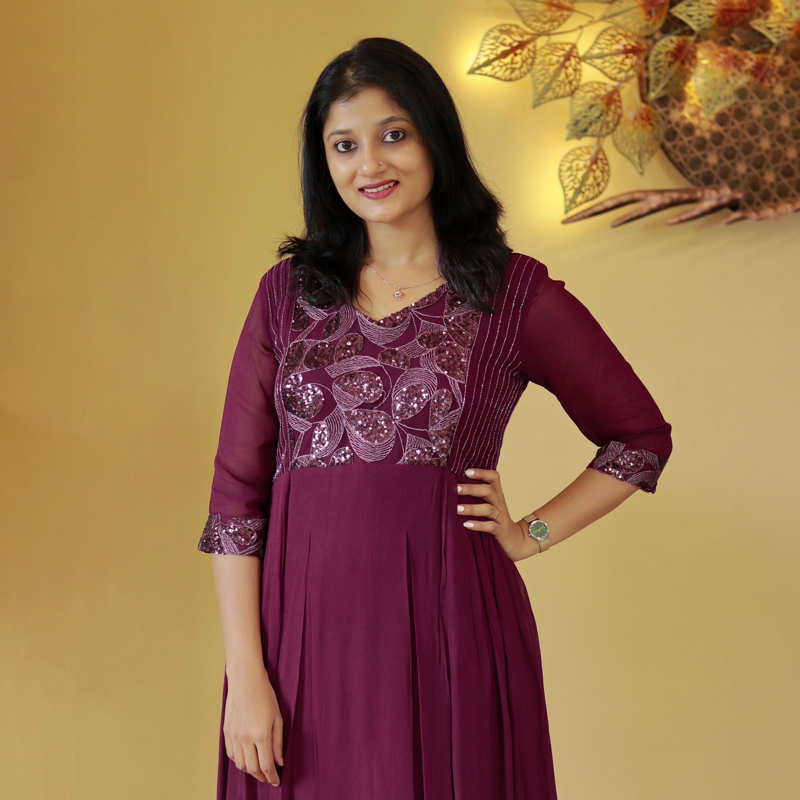 Load image into Gallery viewer, Purple Designer Wear Kurti ( pre order)-4035