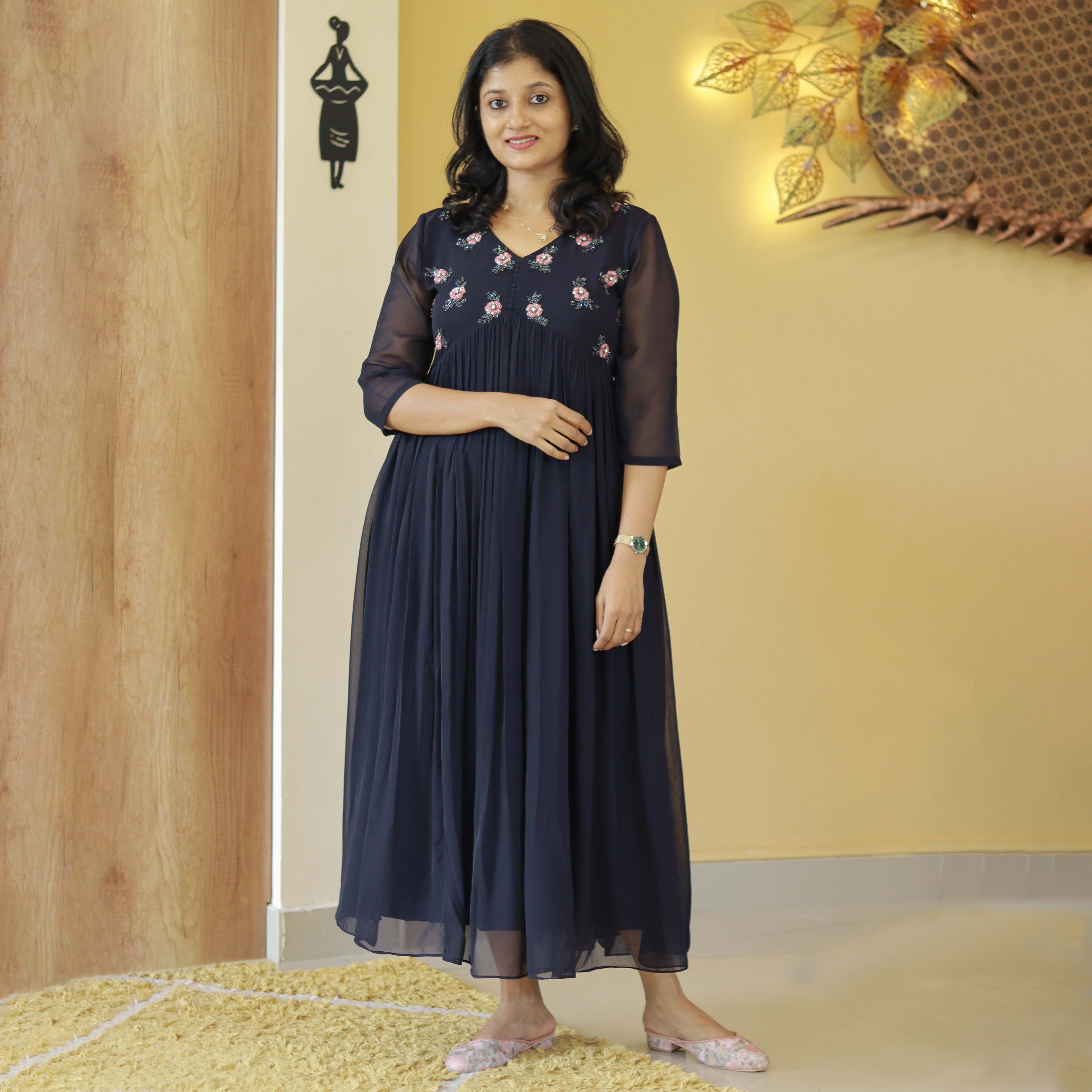 Load image into Gallery viewer, Navy Blue Designer Kurti -3930 ( PRE ORDER)