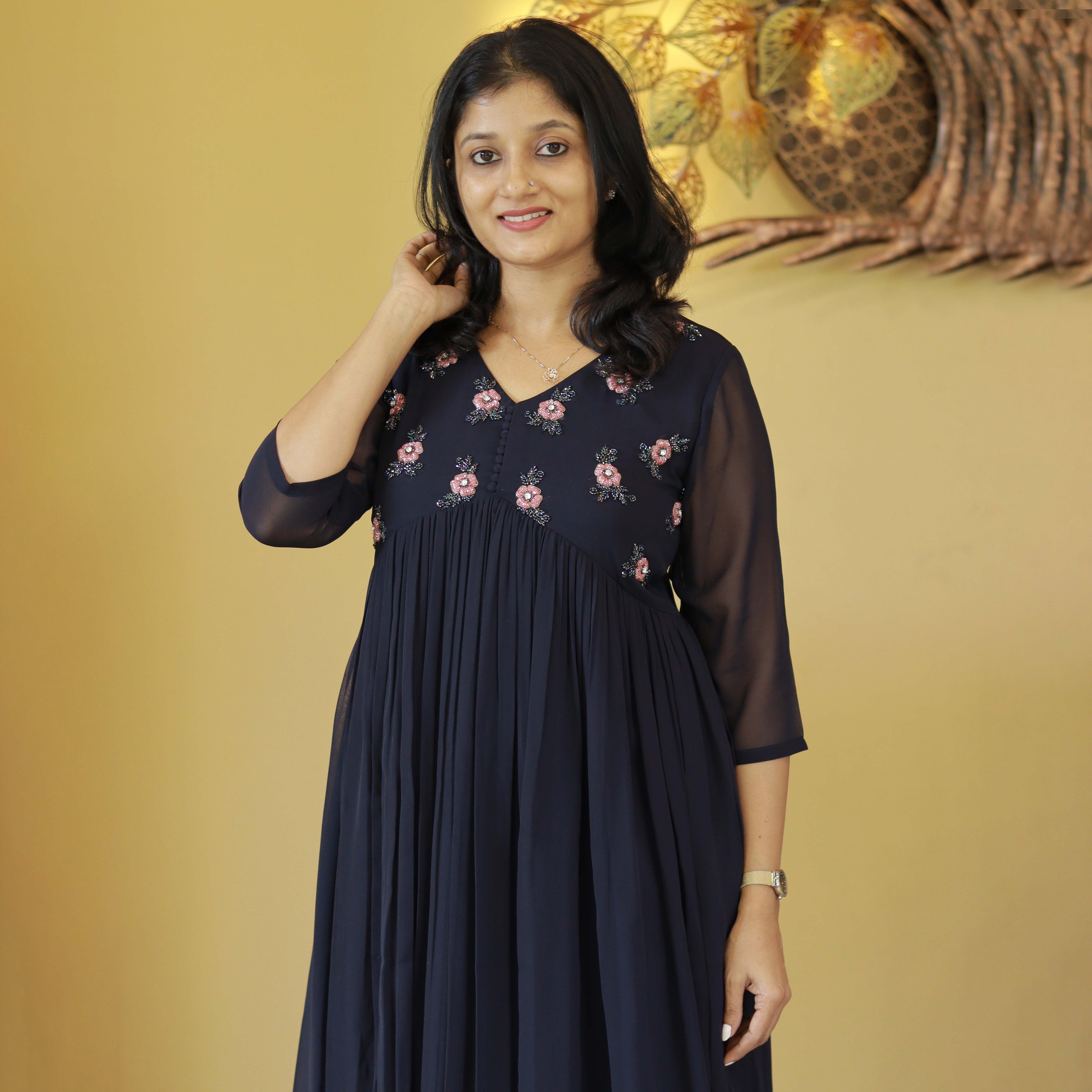 Load image into Gallery viewer, Navy Blue Designer Kurti -3930 ( PRE ORDER)