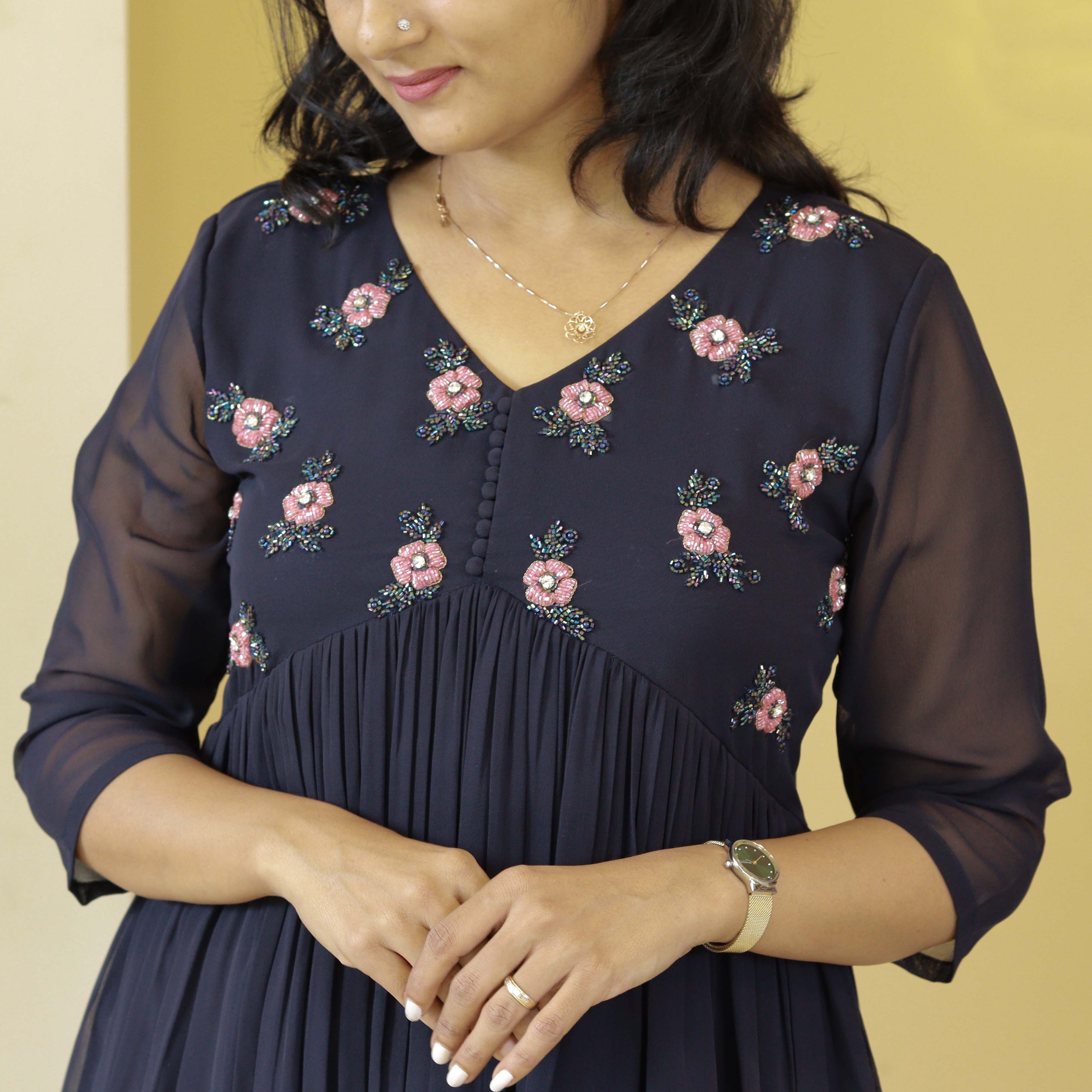 Load image into Gallery viewer, Navy Blue Designer Kurti -3930 ( PRE ORDER)