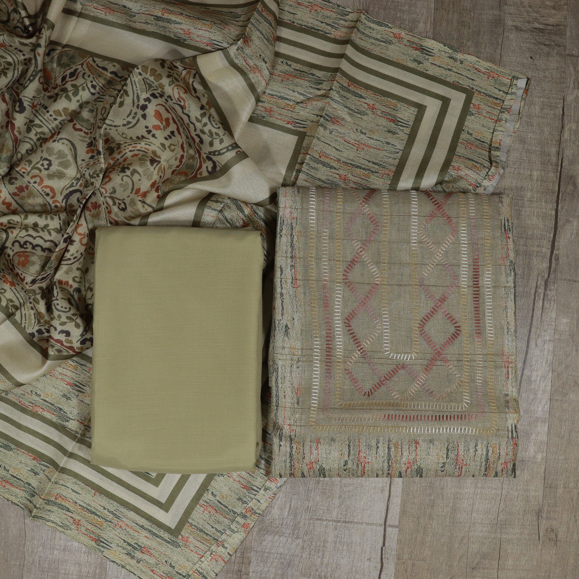 Load image into Gallery viewer, Semi Tussar Unstitched Suit- 4047