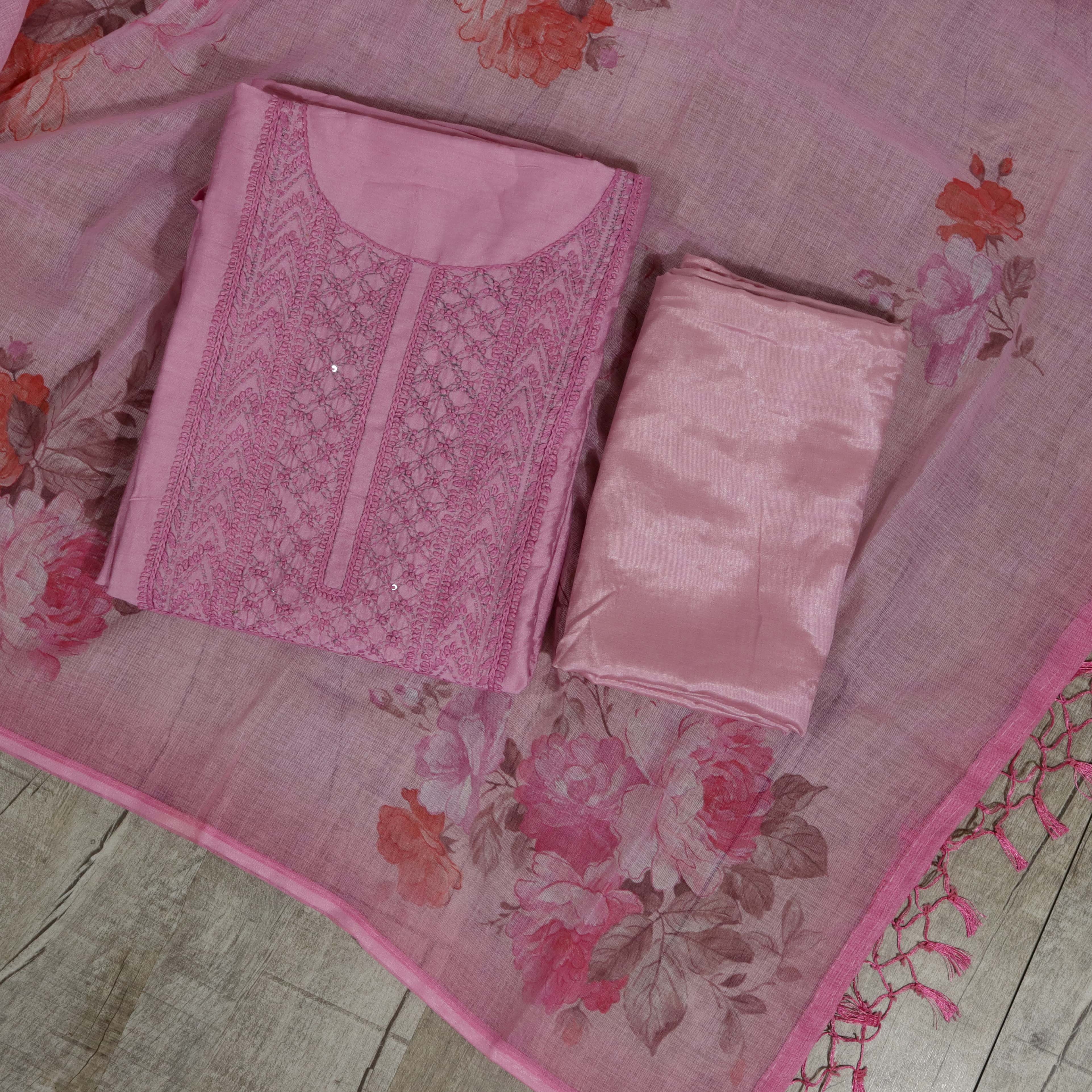 Load image into Gallery viewer, Chanderi Silk Unstitched Suit - 3496