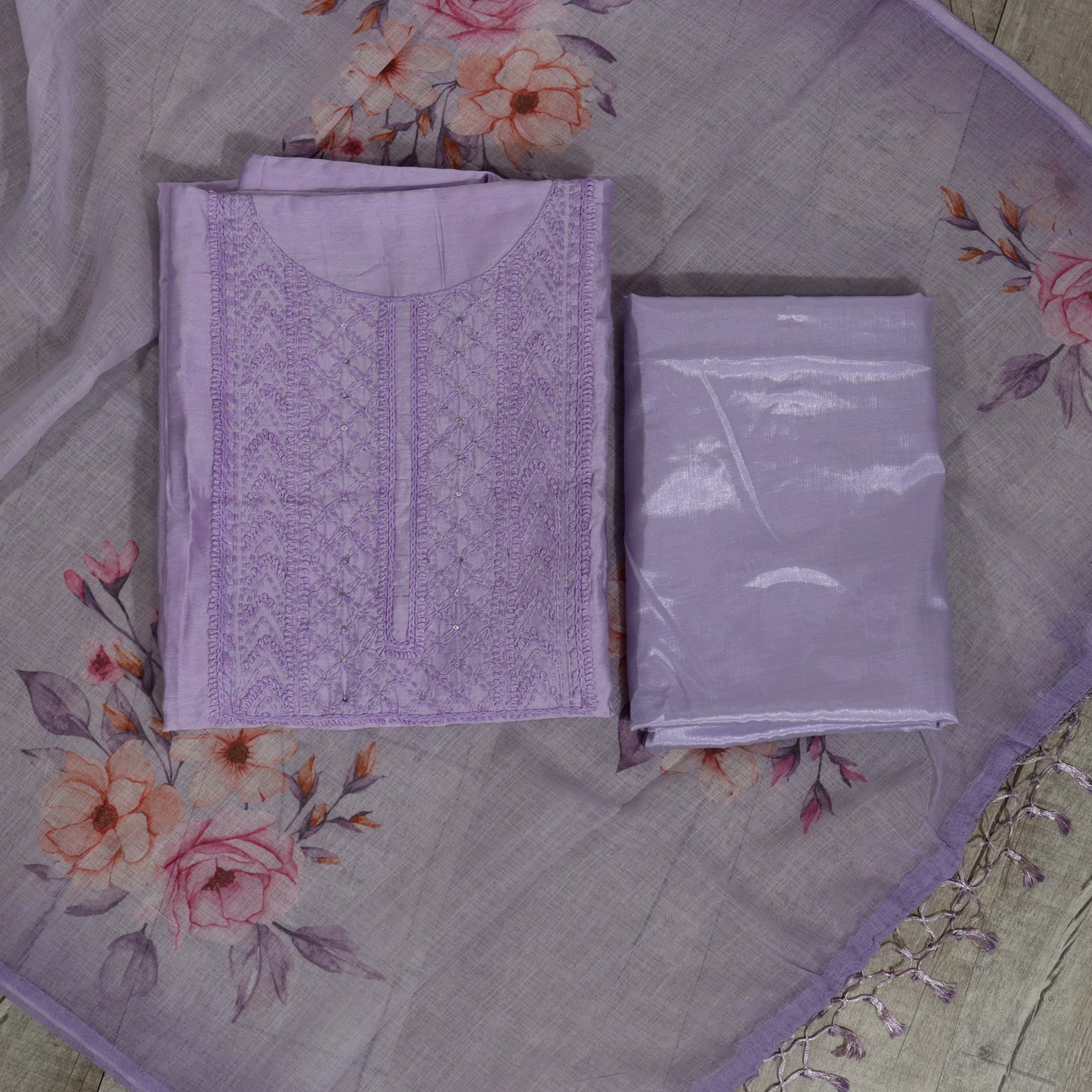 Load image into Gallery viewer, Chanderi Silk Unstitched Suit - 3496