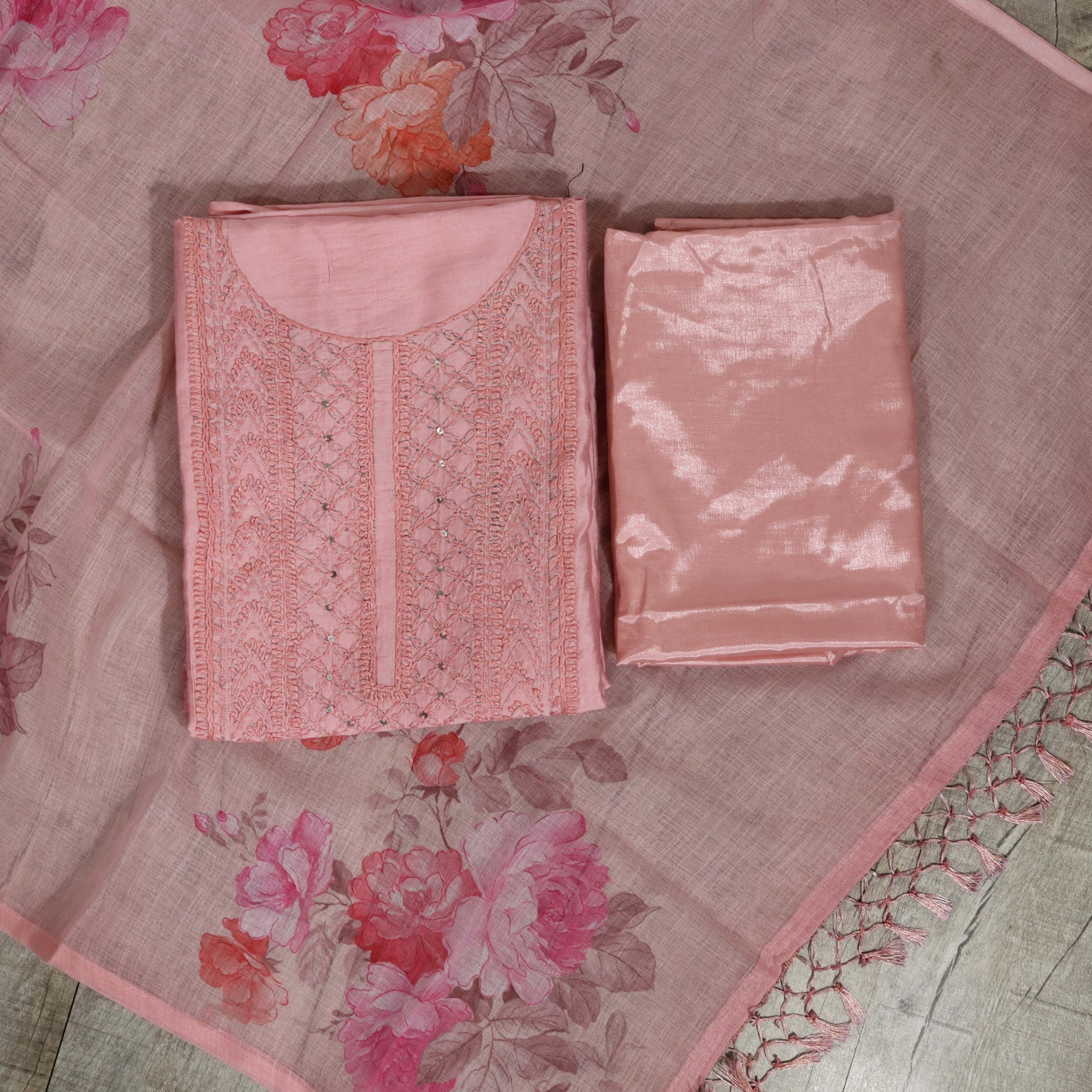 Load image into Gallery viewer, Chanderi Silk Unstitched Suit - 3496