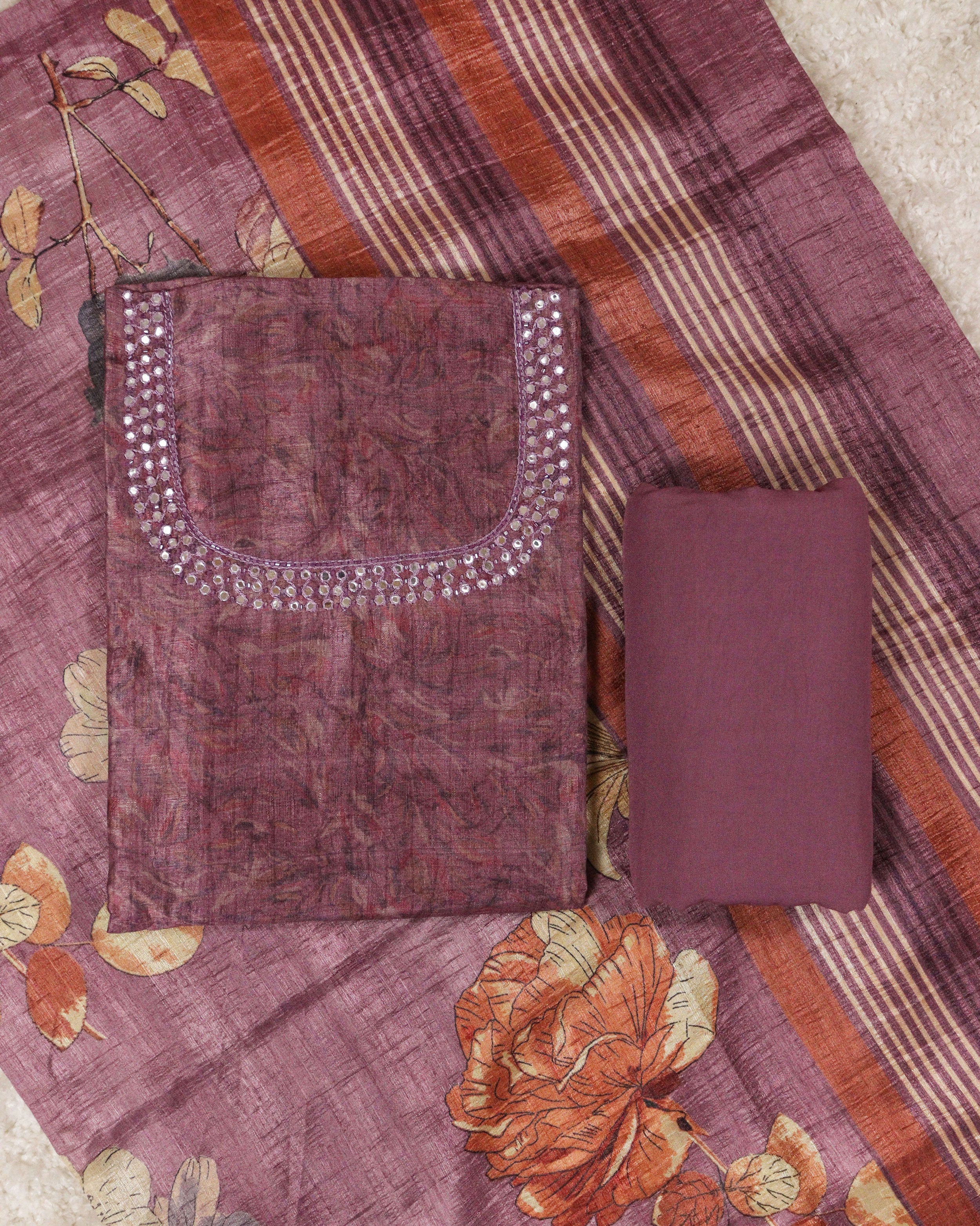 Load image into Gallery viewer, Semi Raw Silk Unstitched Suit-0939