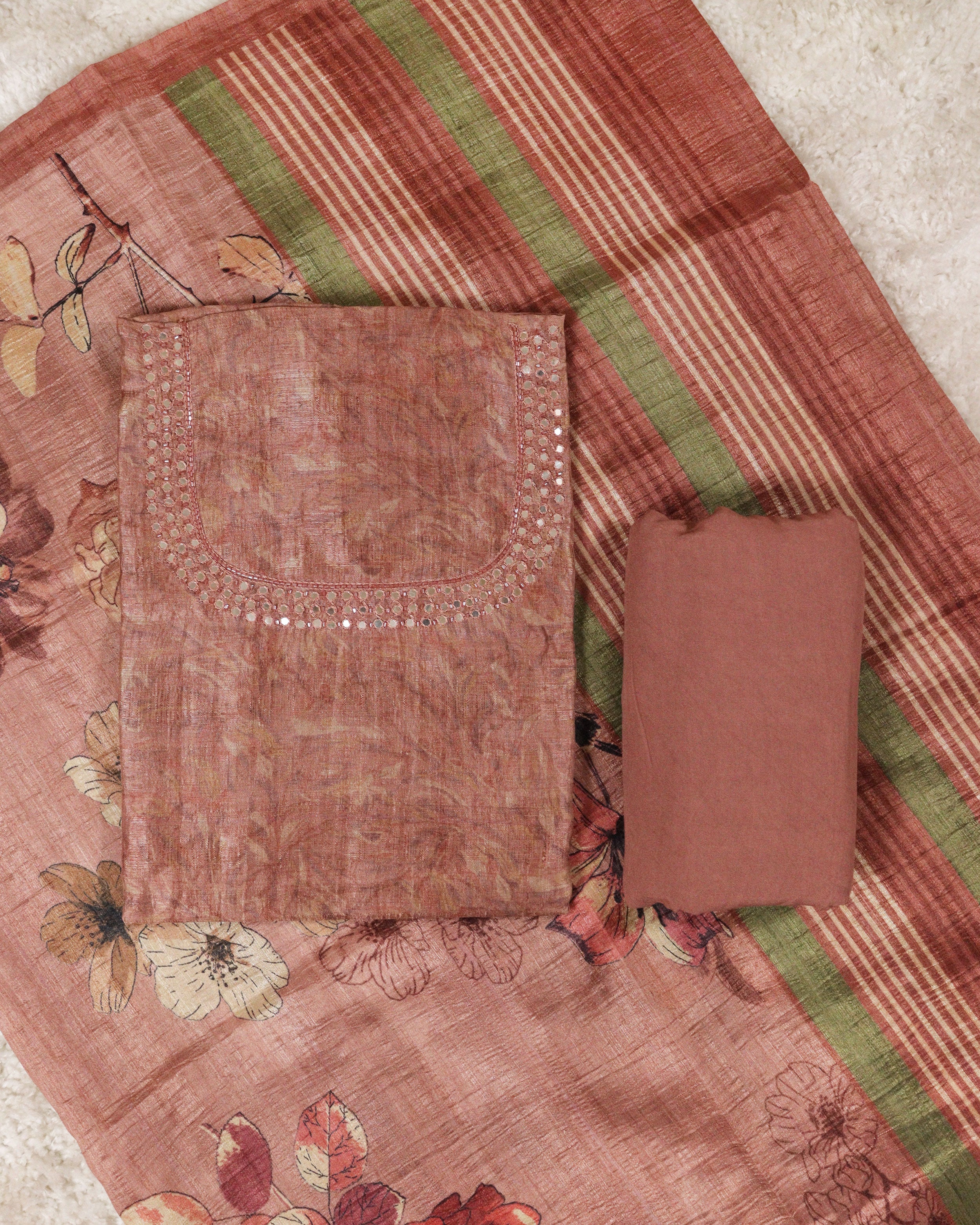 Load image into Gallery viewer, Semi Raw Silk Unstitched Suit-0939