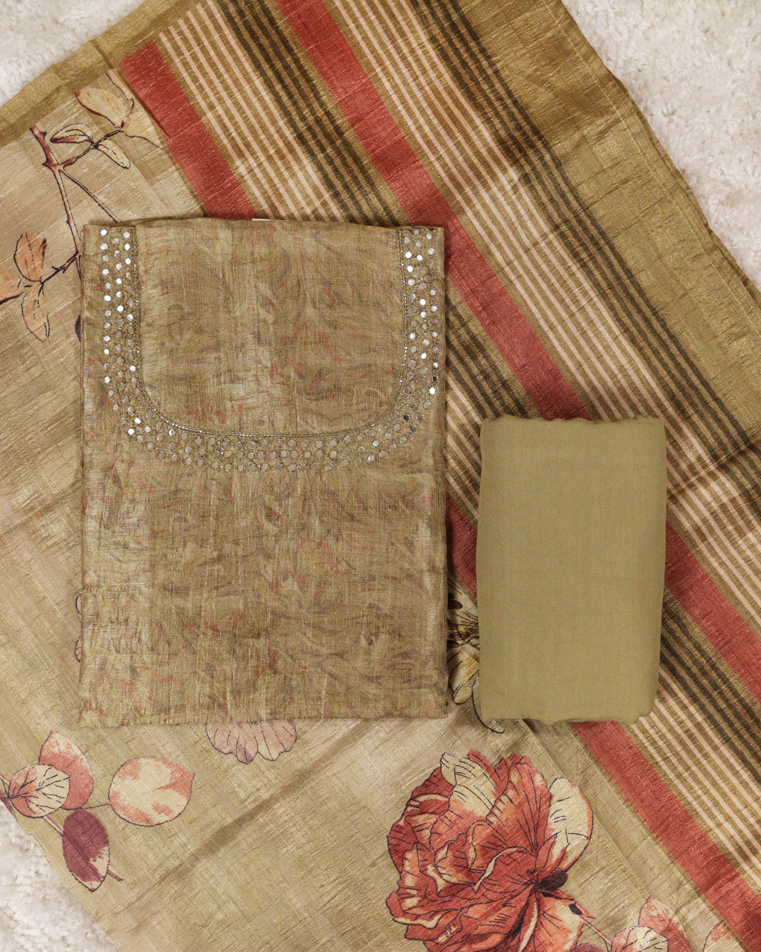 Load image into Gallery viewer, Semi Raw Silk Unstitched Suit-0939