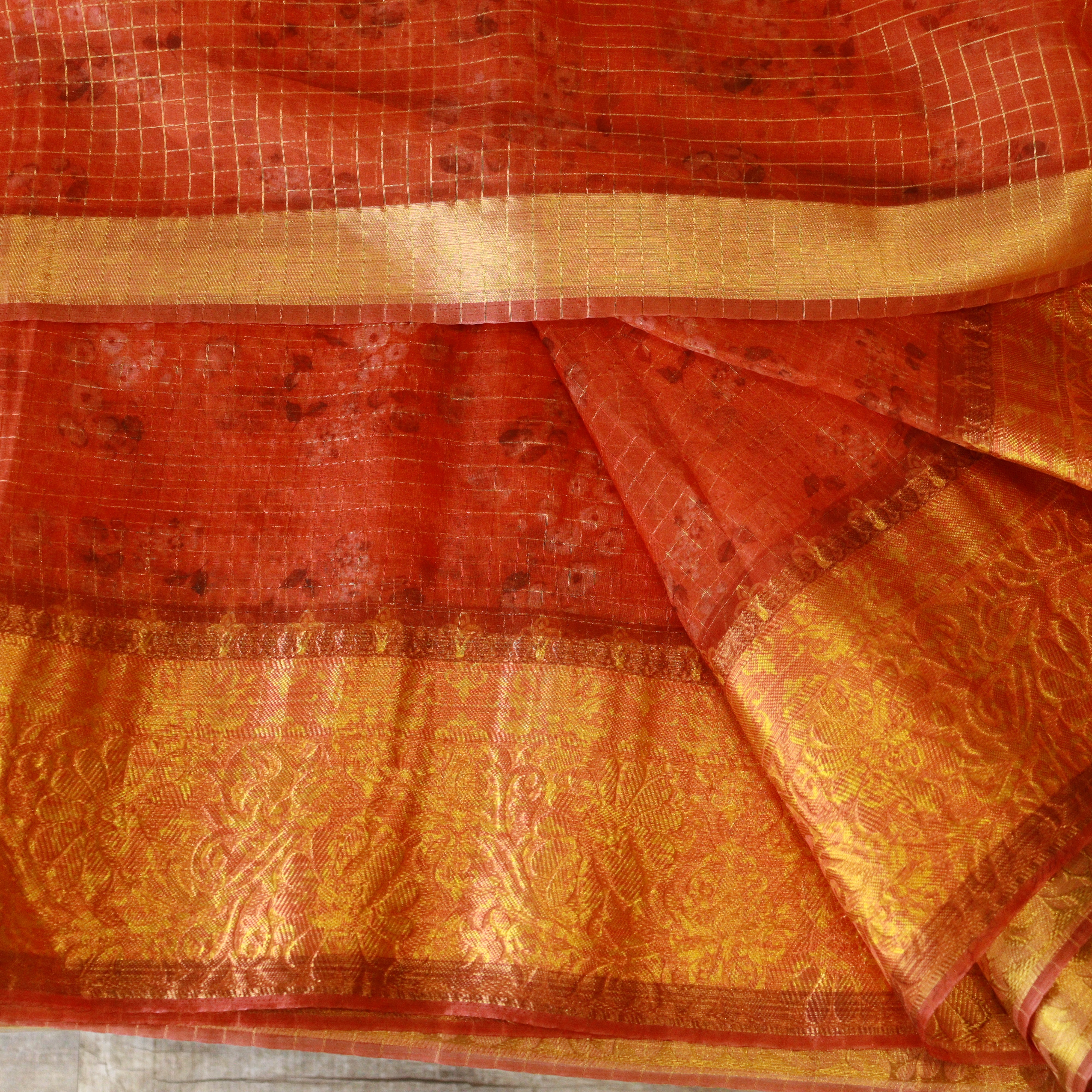 Load image into Gallery viewer, Burnt Orange Viscose Organza Fabric-2745