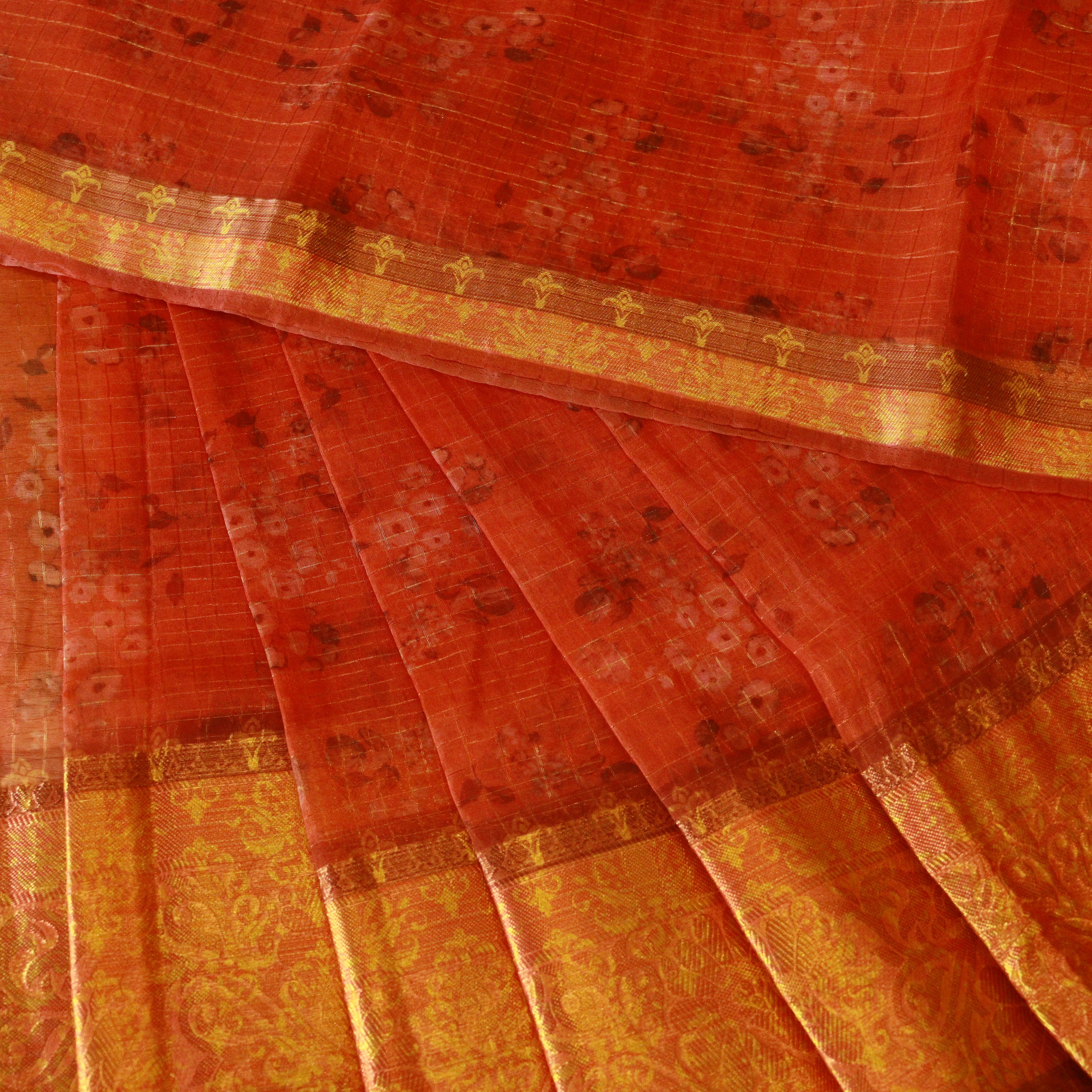 Load image into Gallery viewer, Burnt Orange Viscose Organza Fabric-2745