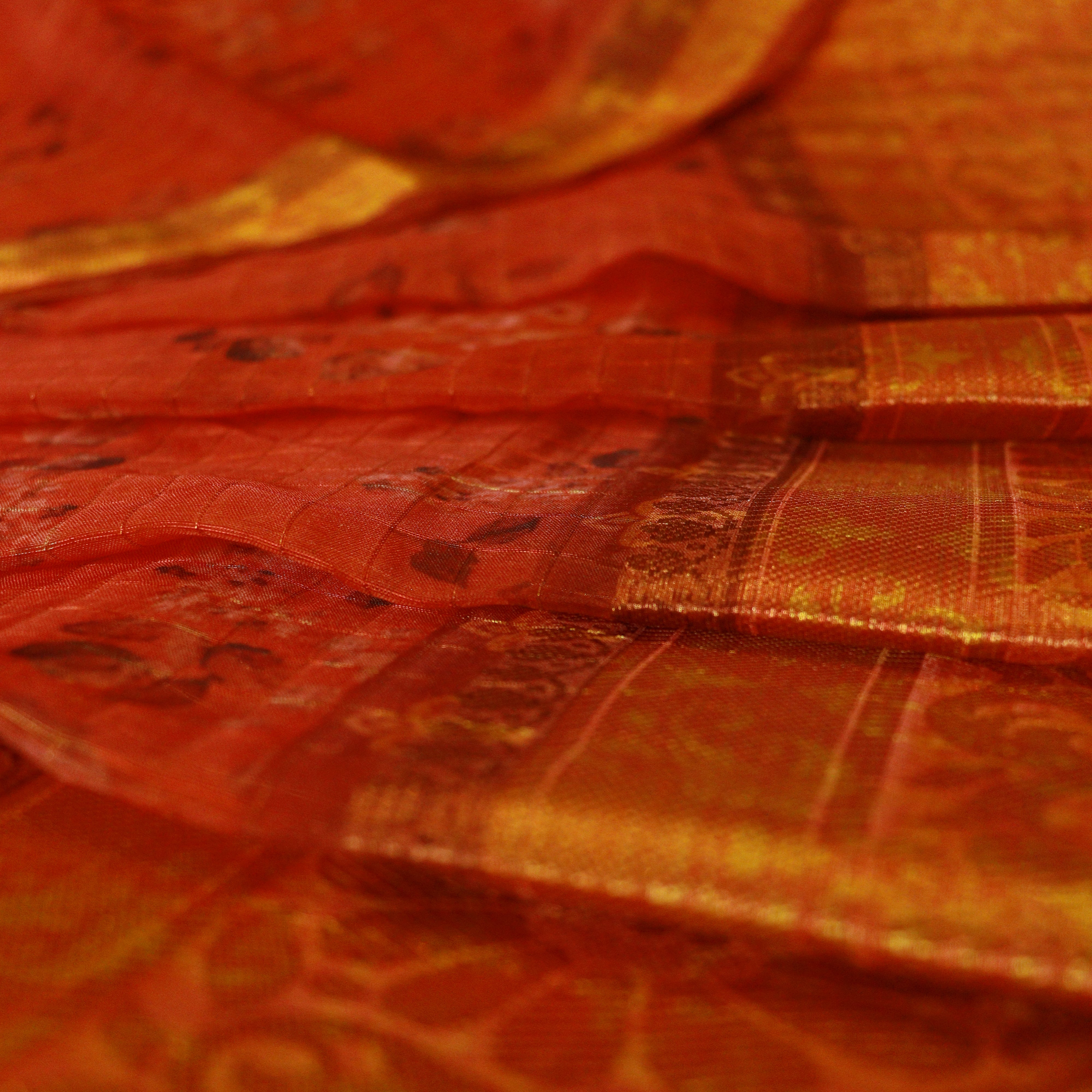 Load image into Gallery viewer, Burnt Orange Viscose Organza Fabric-2745