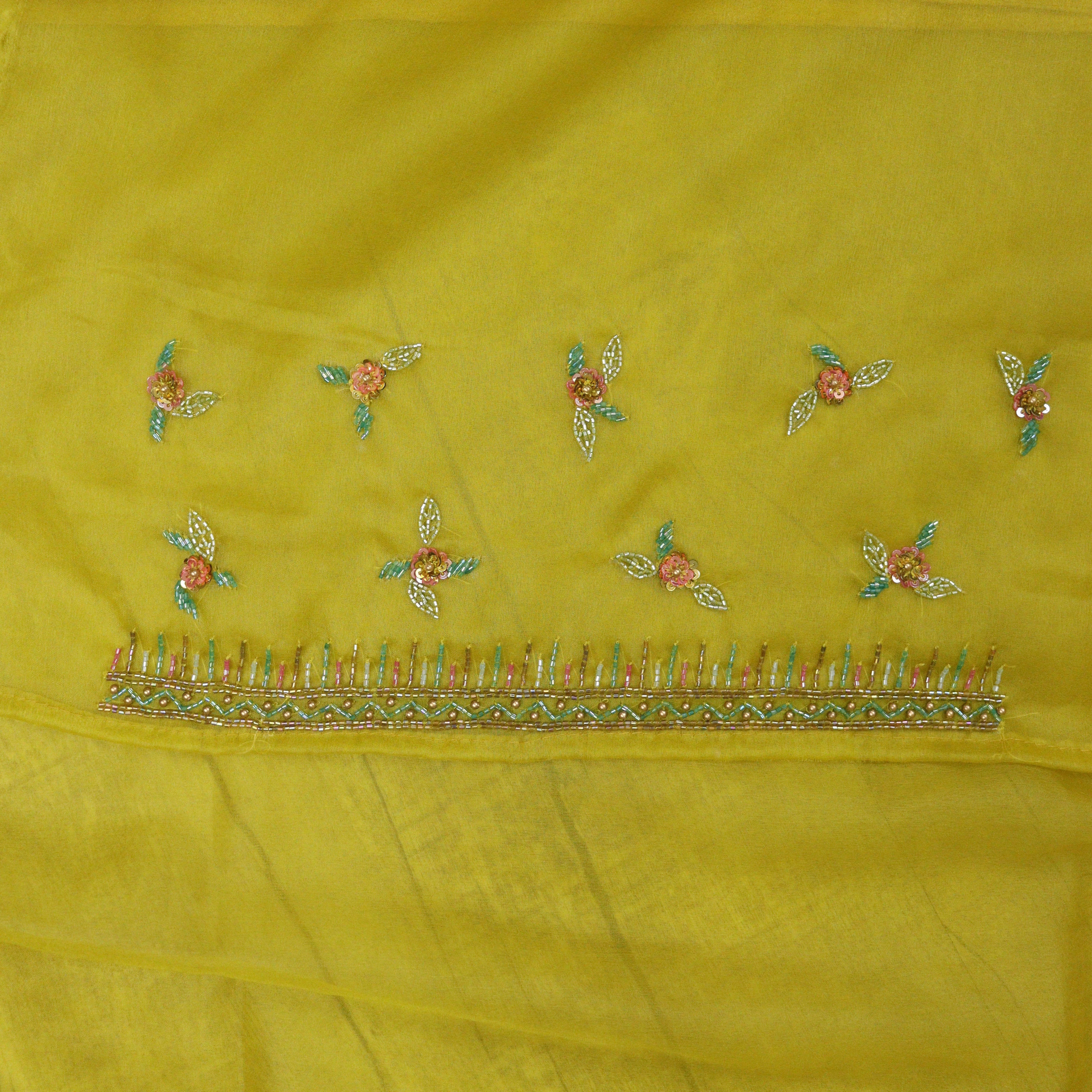 Load image into Gallery viewer, Green yellow Designer organza Suit-3359