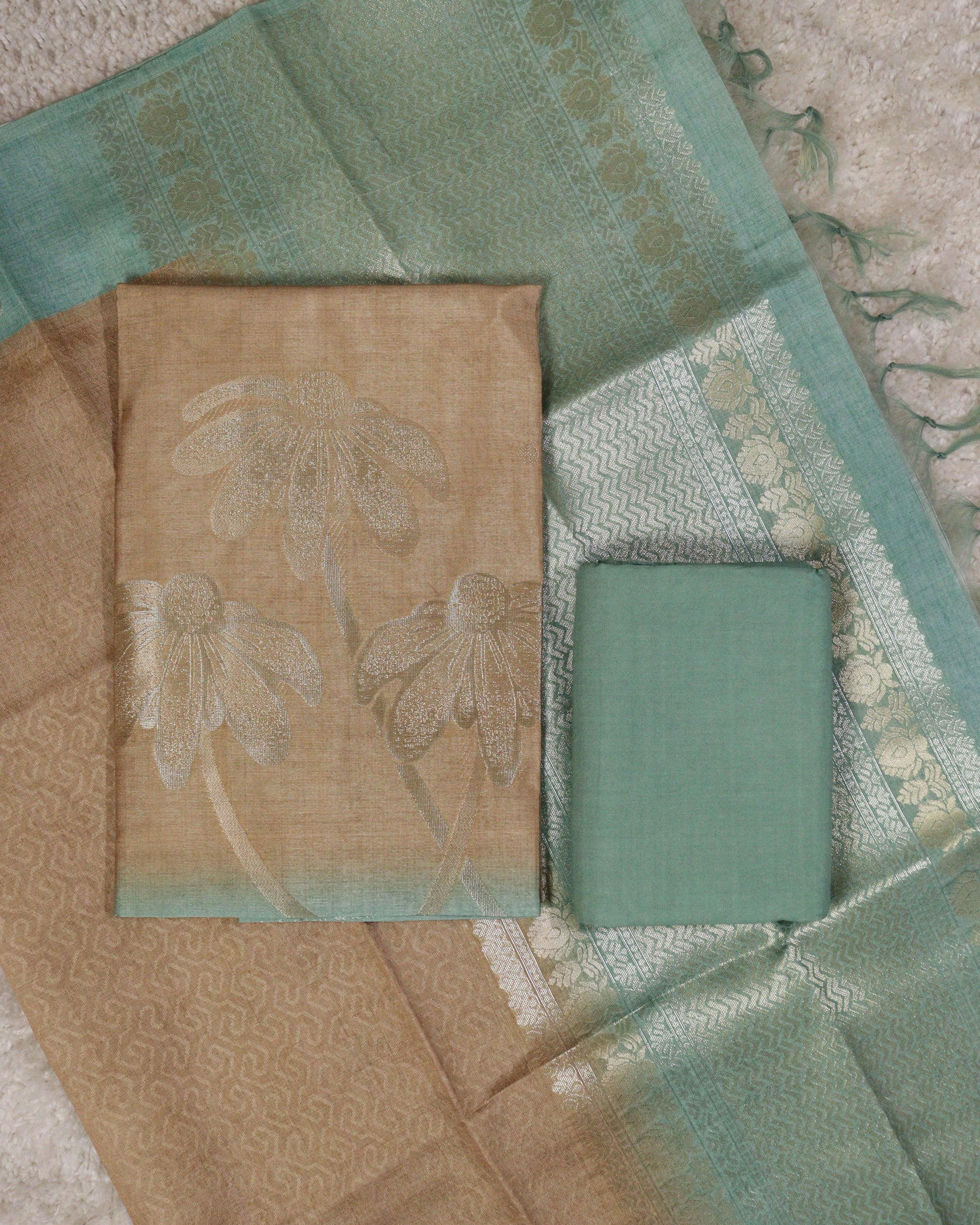 Load image into Gallery viewer, Semi Tusser Silk Unstitched Suit-1209