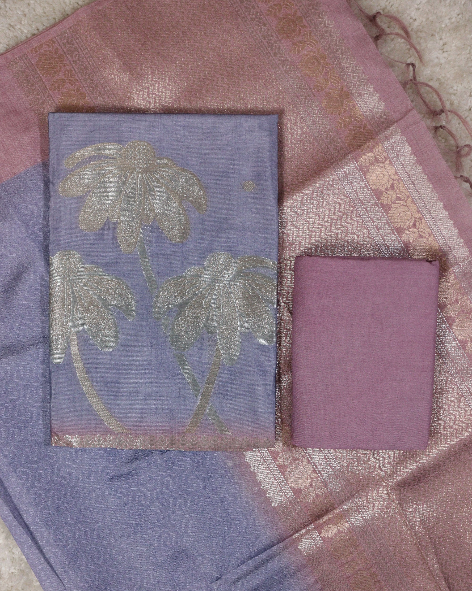 Load image into Gallery viewer, Semi Tusser Silk Unstitched Suit-1209