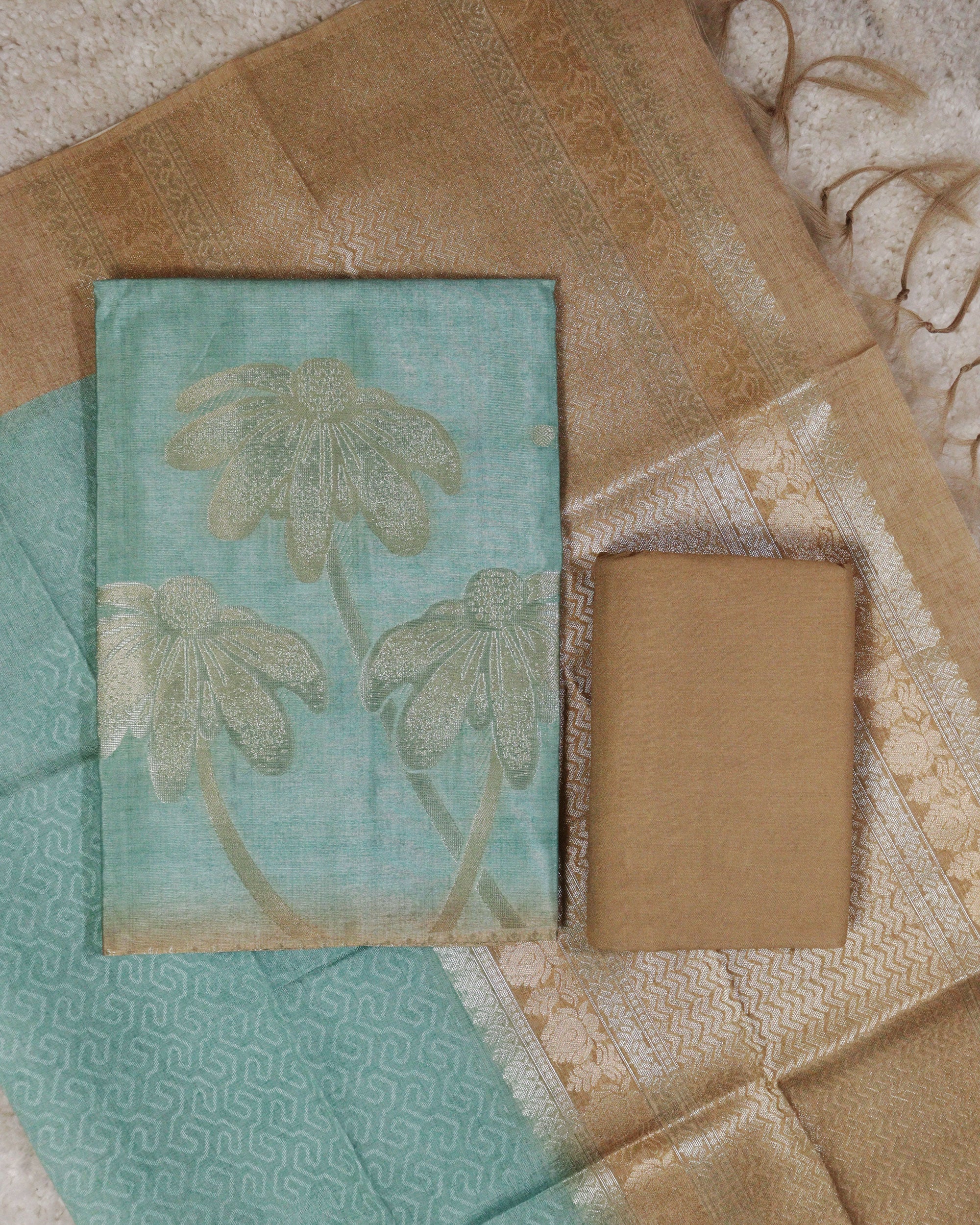 Load image into Gallery viewer, Semi Tusser Silk Unstitched Suit-1209