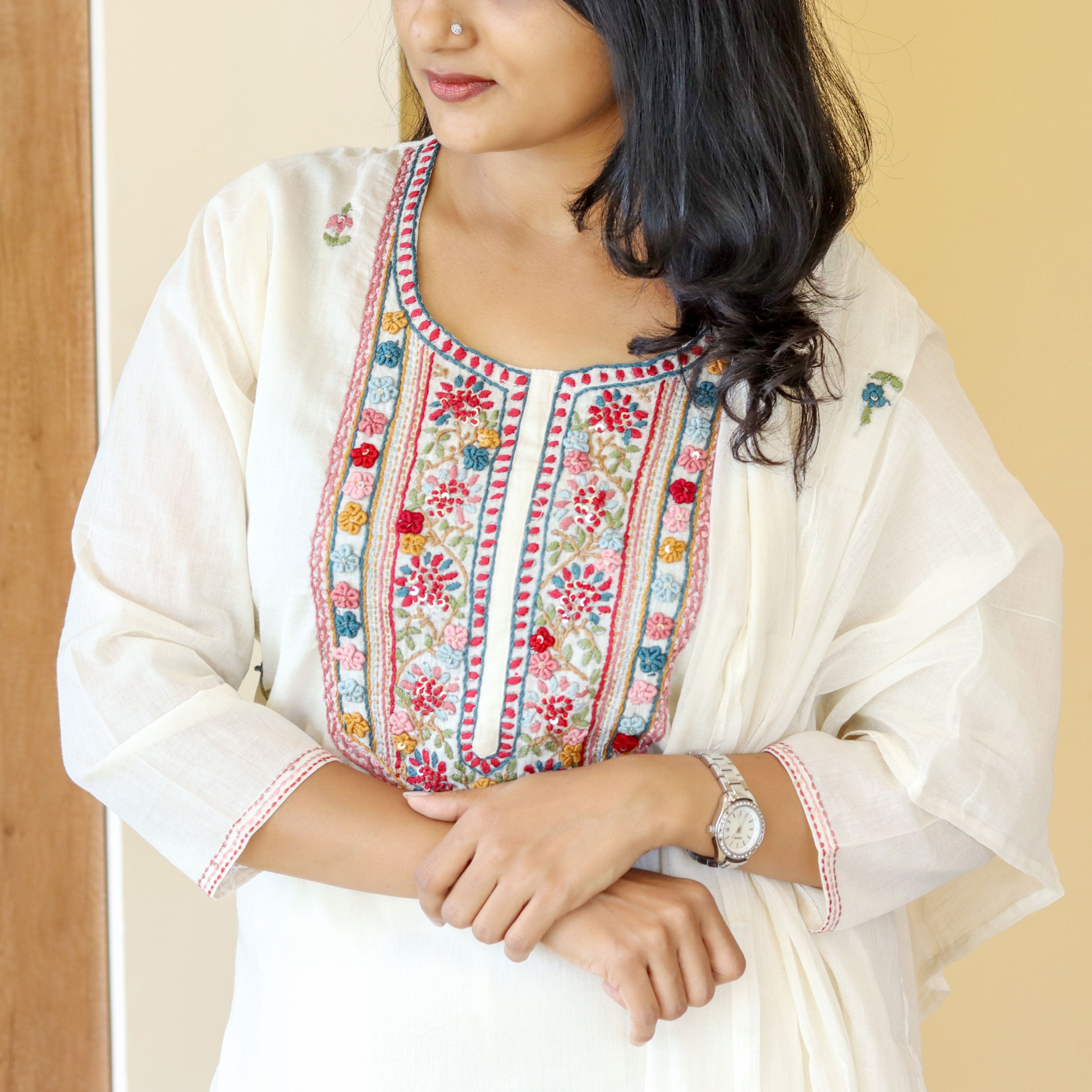 Load image into Gallery viewer, Mul Mul Cotton Kurti Set-4253