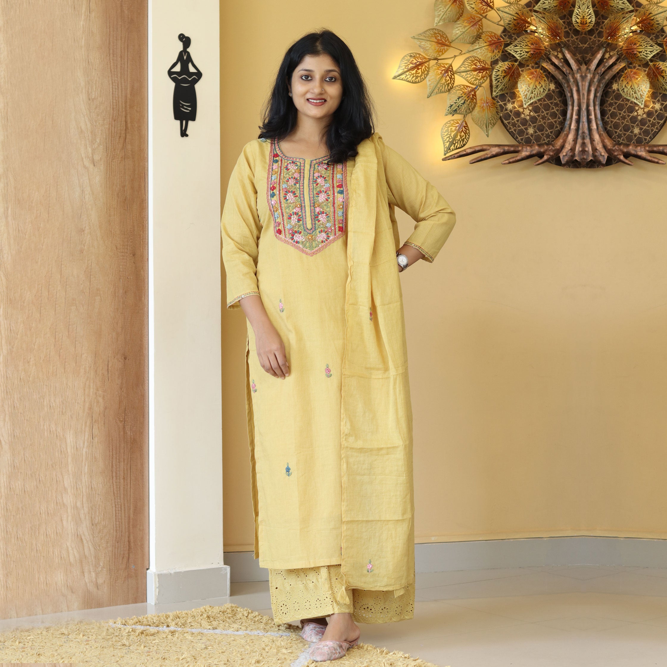 Load image into Gallery viewer, Mul Mul Cotton Kurti Set-4253