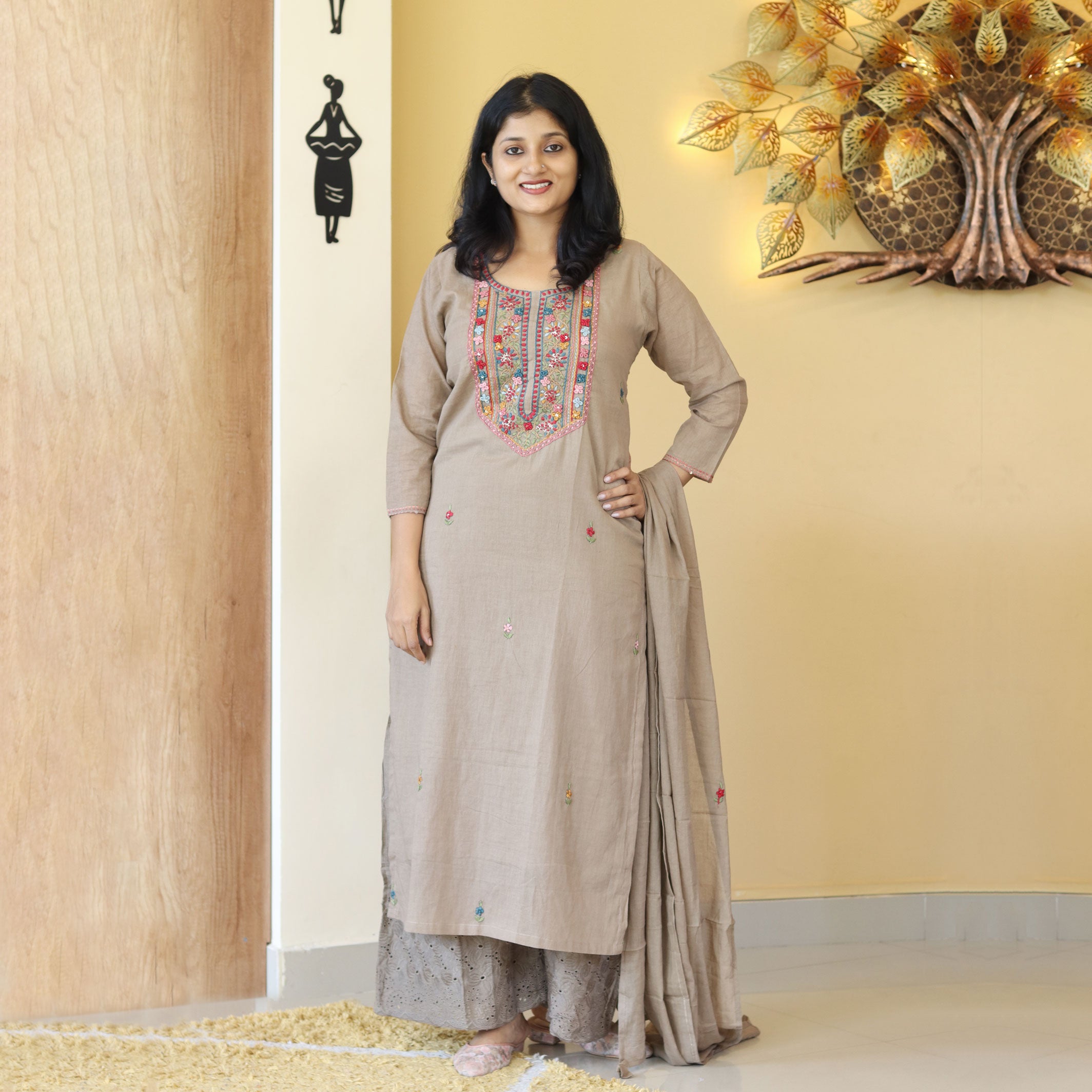 Load image into Gallery viewer, Mul Mul Cotton Kurti Set-4253