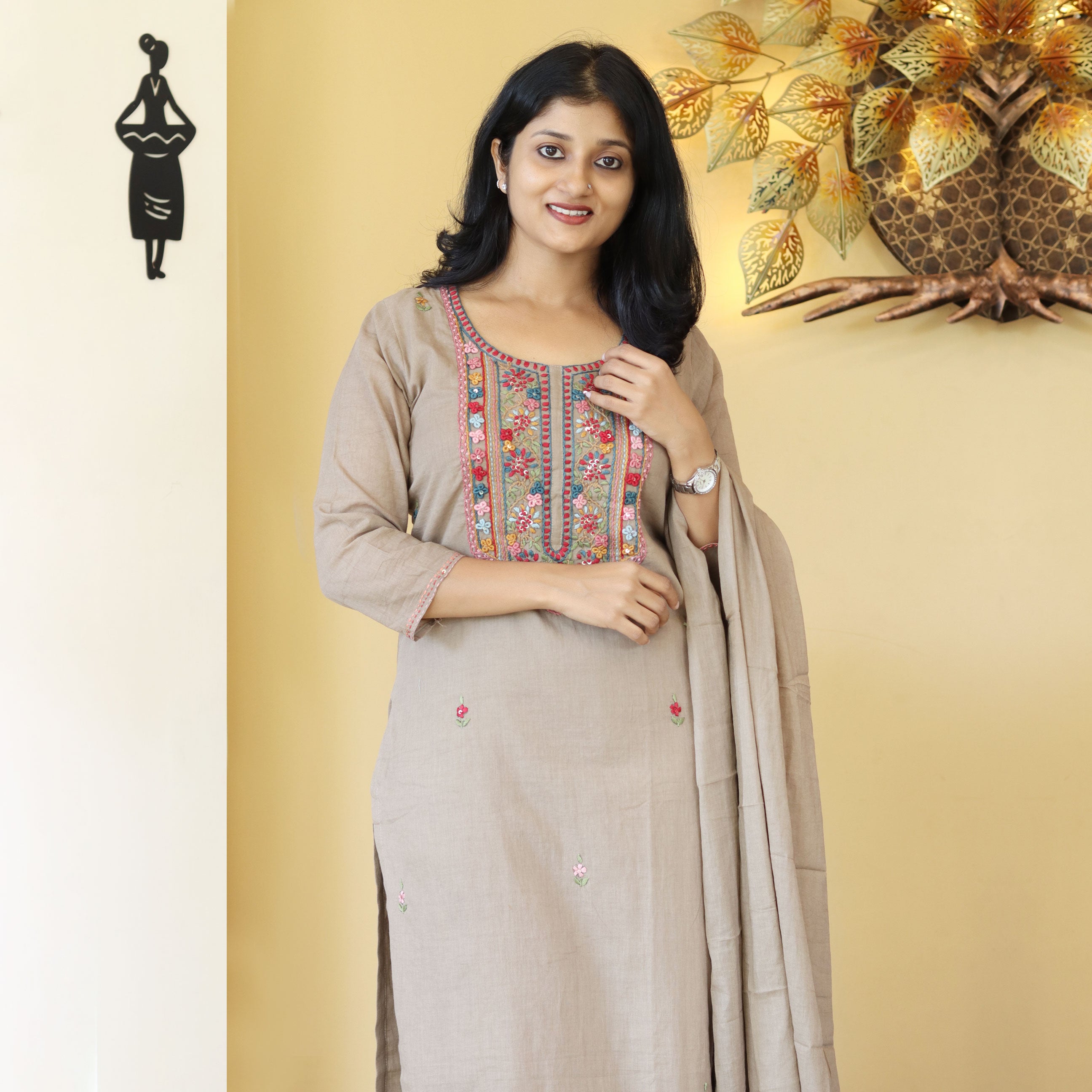 Load image into Gallery viewer, Mul Mul Cotton Kurti Set-4253