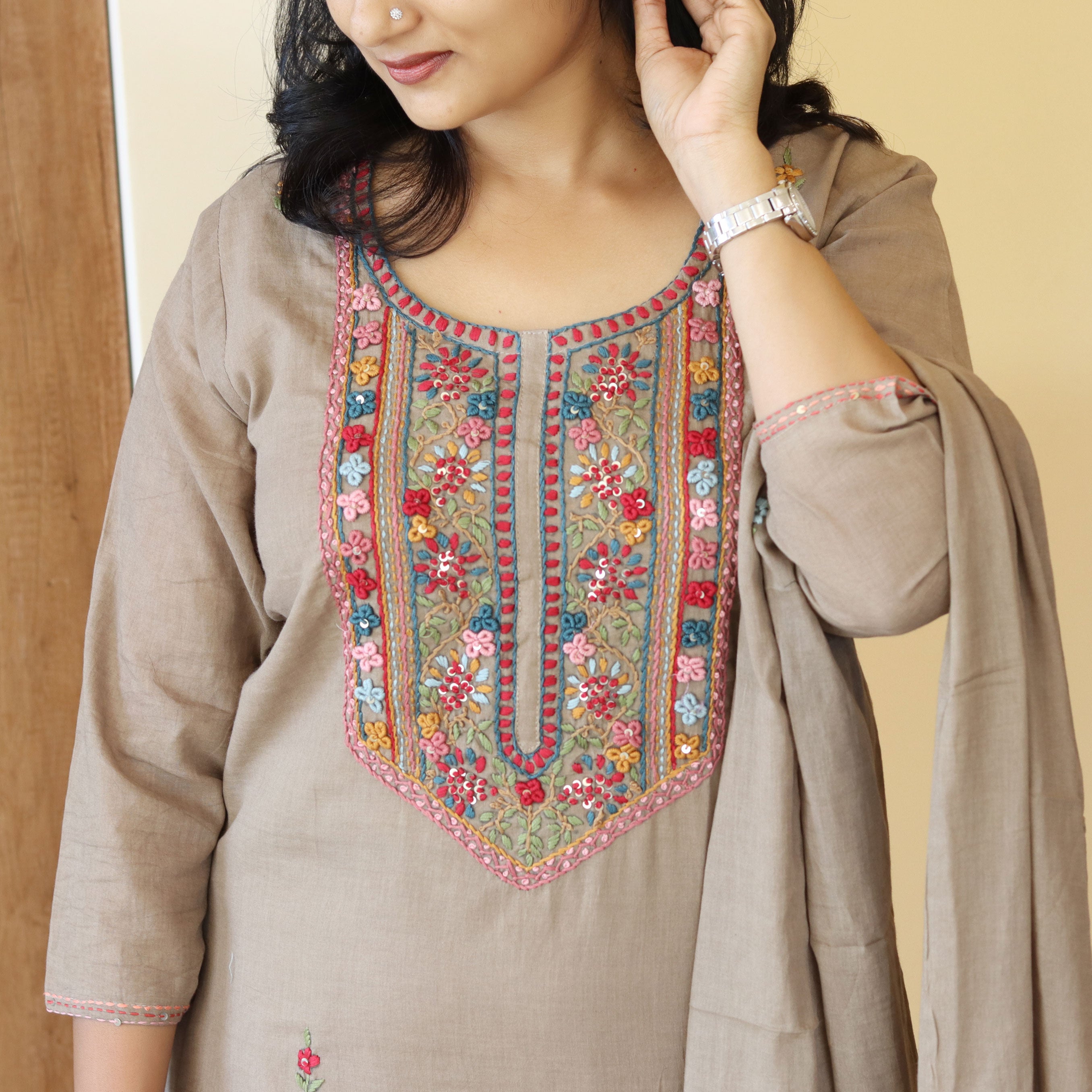 Load image into Gallery viewer, Mul Mul Cotton Kurti Set-4253