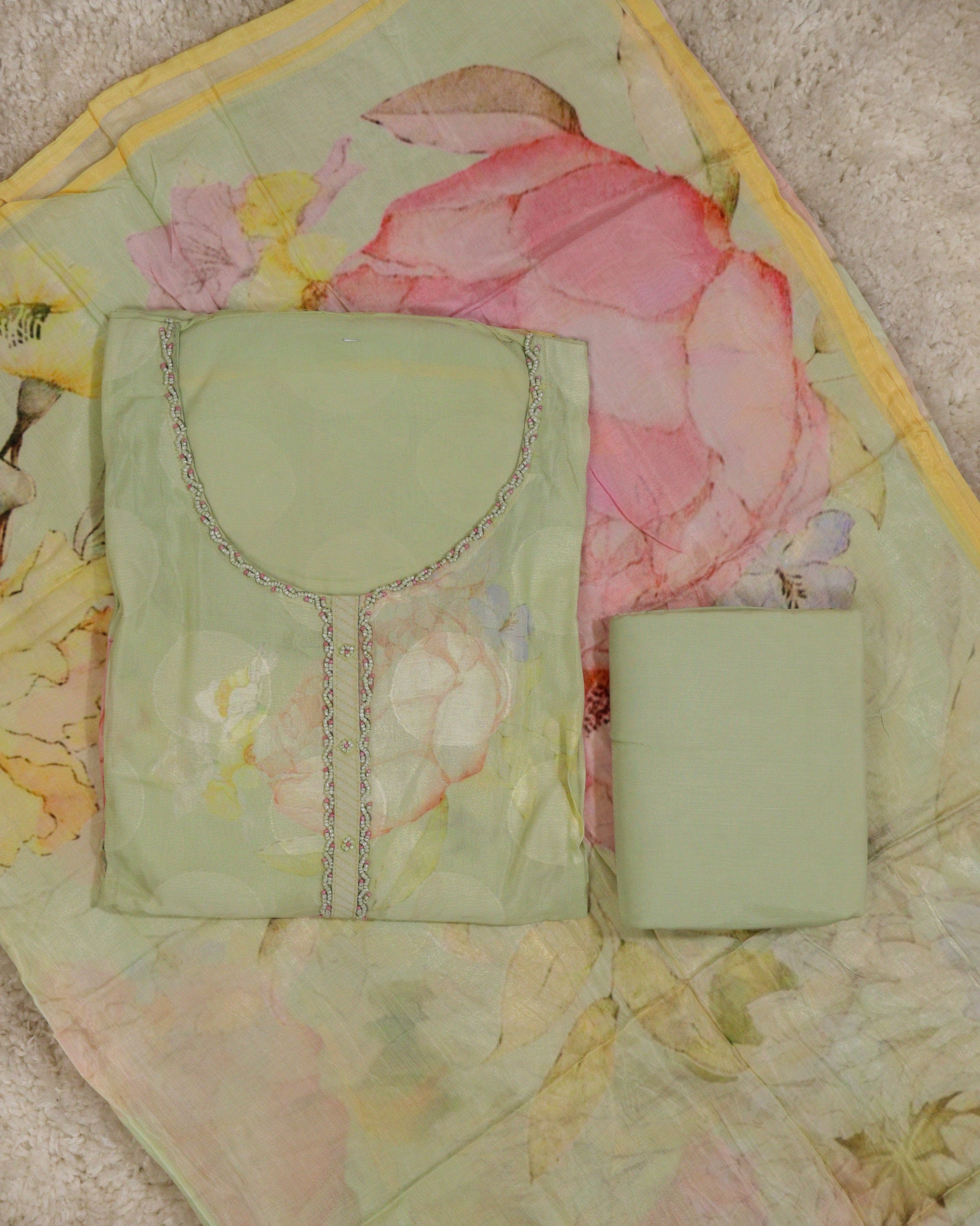 Load image into Gallery viewer, Organza Unstitched Suit-1612