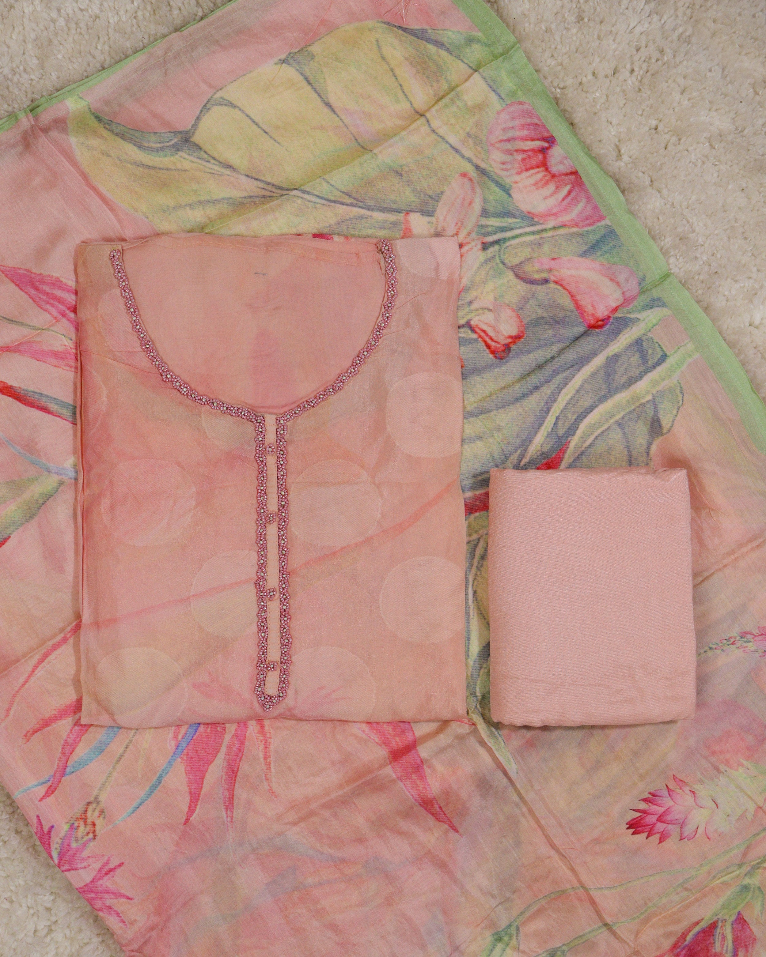 Load image into Gallery viewer, Organza Unstitched Suit-1612