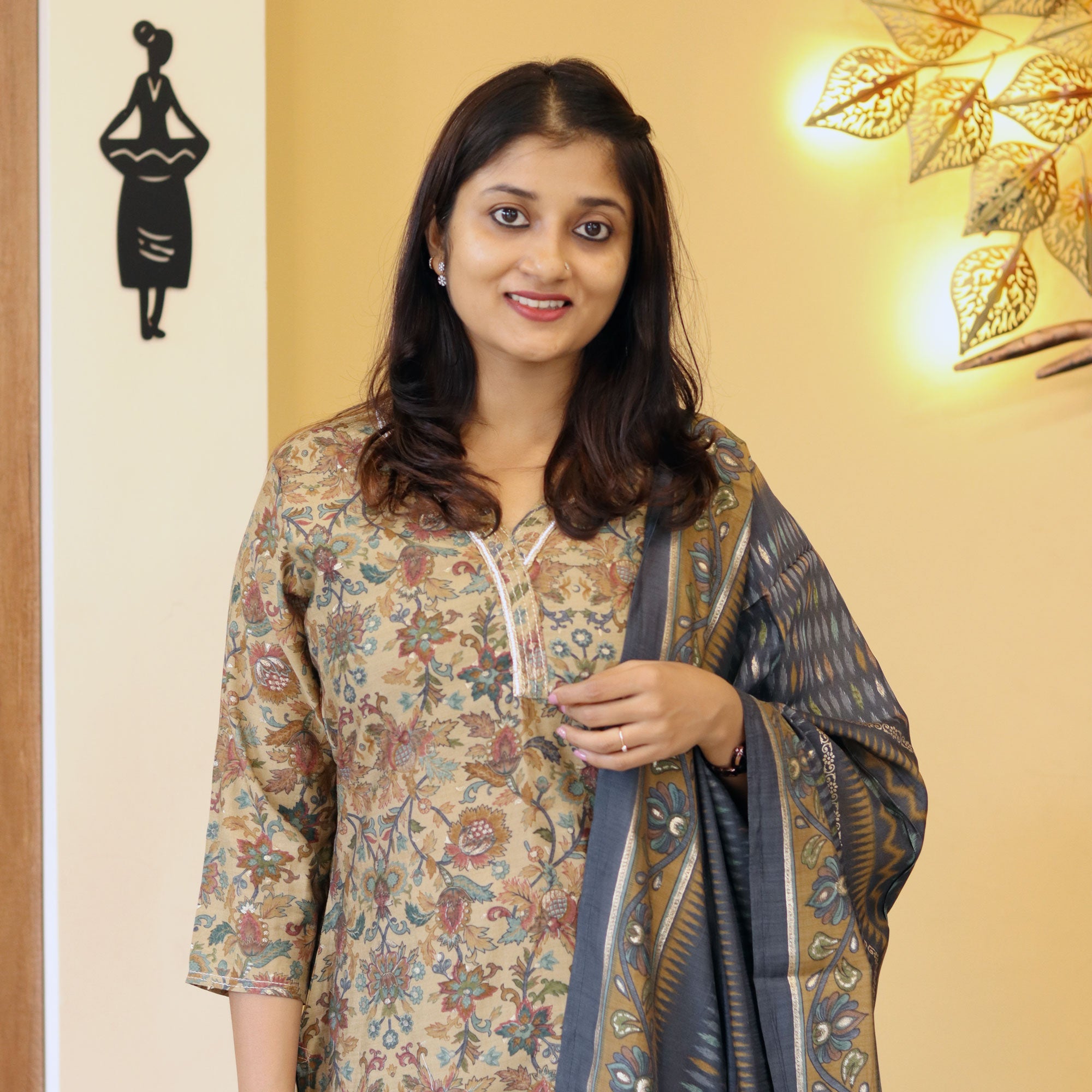 Load image into Gallery viewer, Muslin Silk Kurti Set - 4349