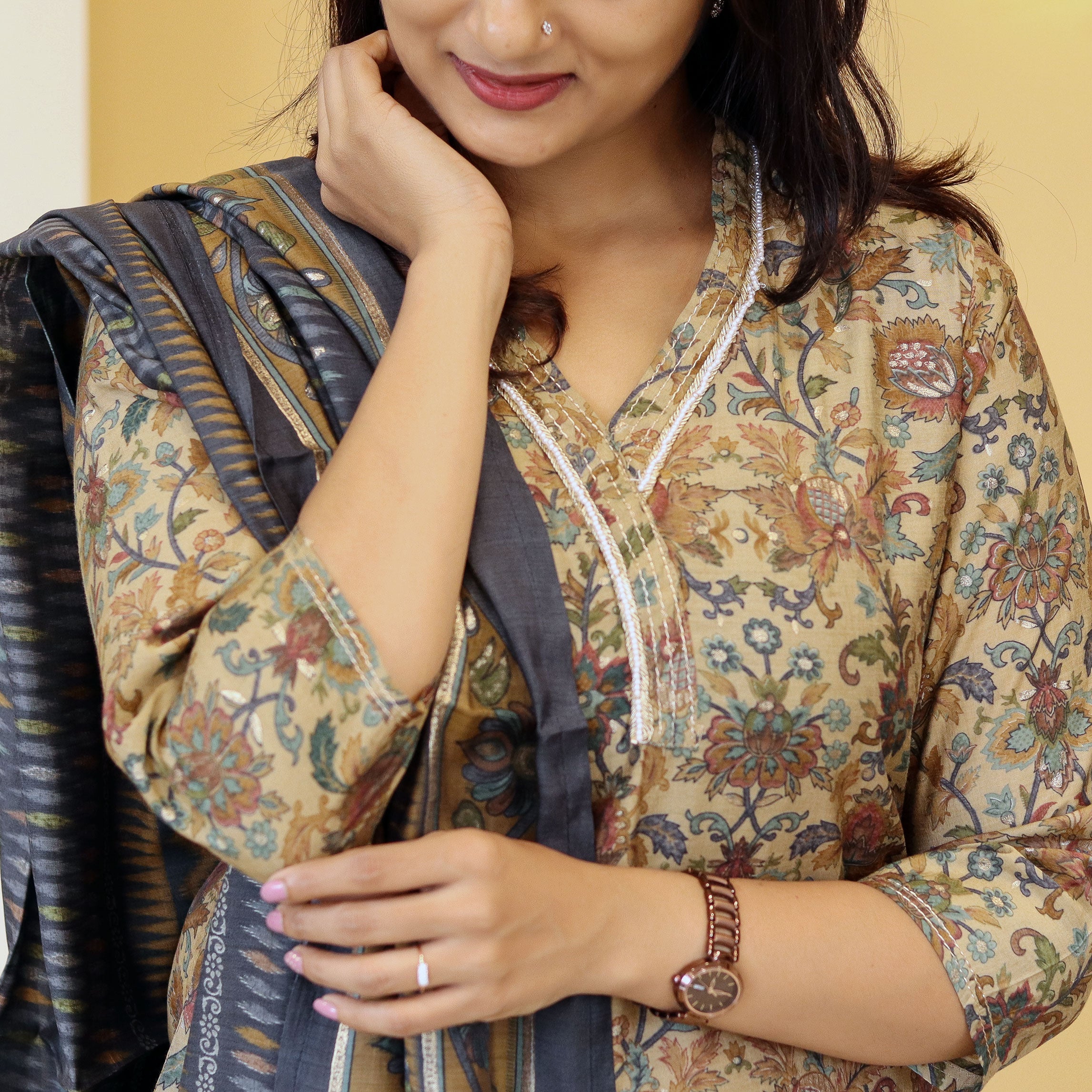 Load image into Gallery viewer, Muslin Silk Kurti Set - 4349