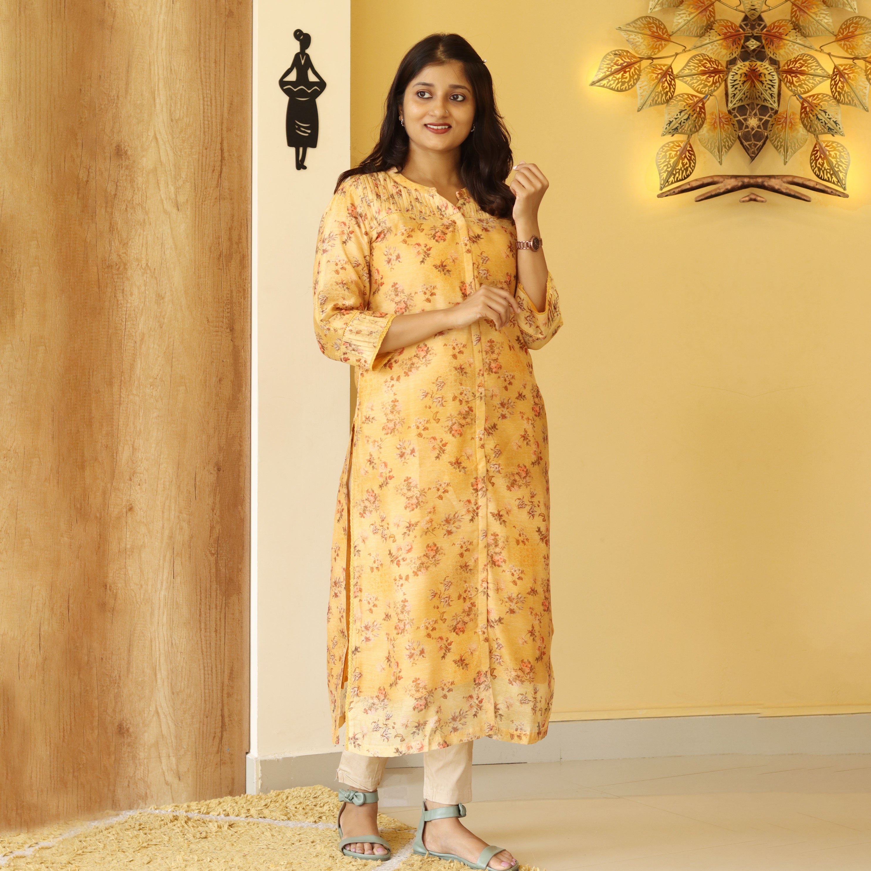 Load image into Gallery viewer, Chanderi Silk Printed Kurti-4127