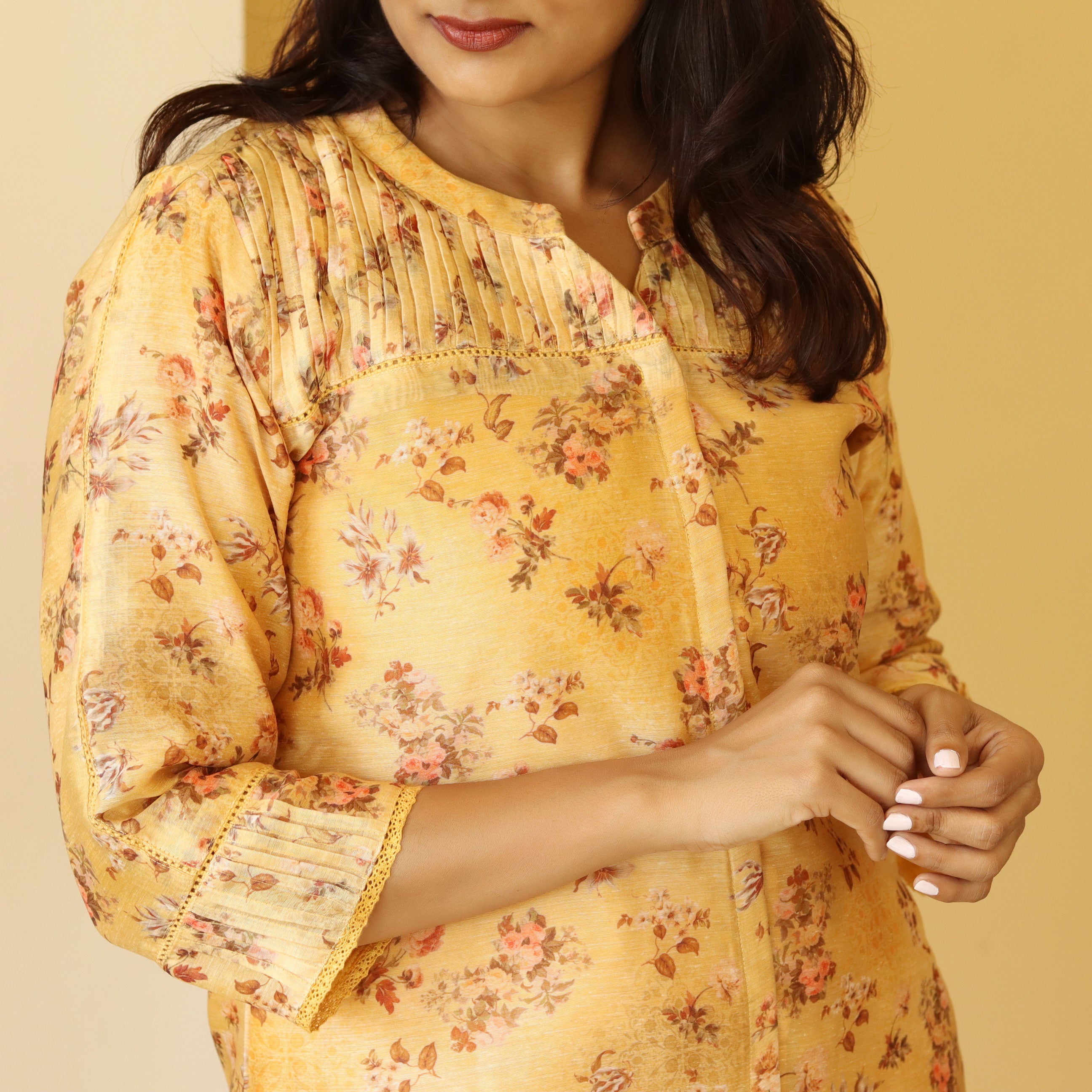 Load image into Gallery viewer, Chanderi Silk Printed Kurti-4127