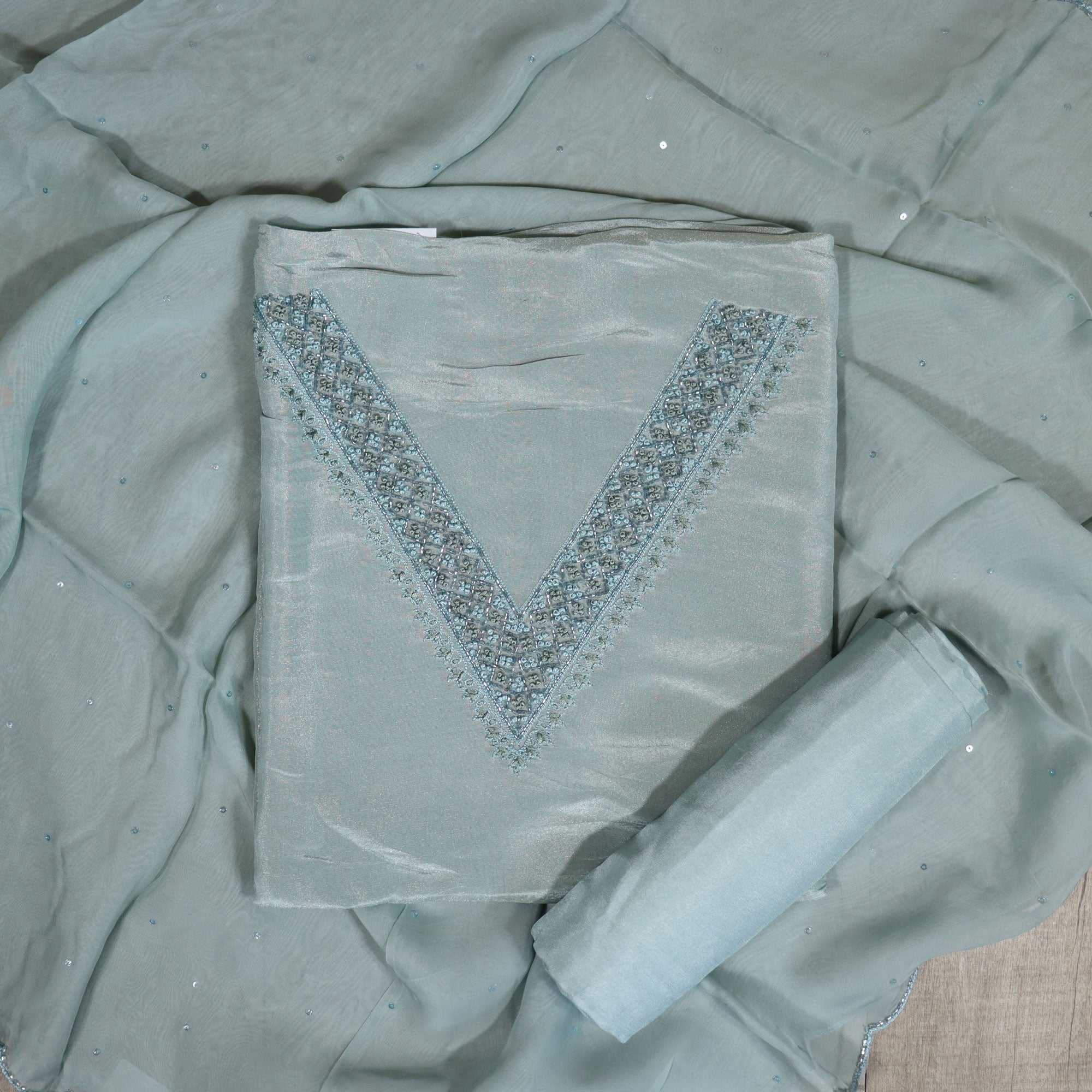 Load image into Gallery viewer, Crepe Silk Unstitched Suit-4377