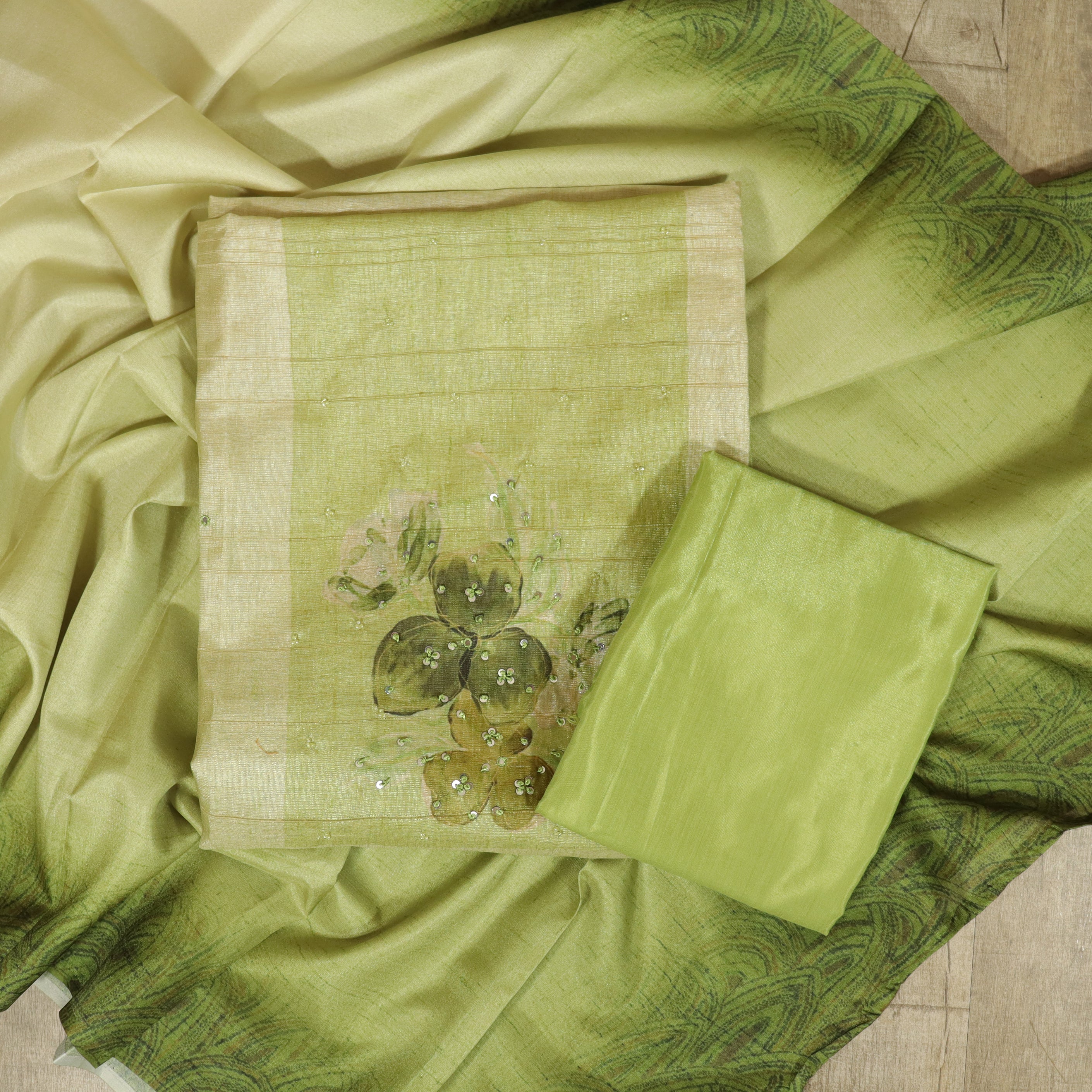 Load image into Gallery viewer, Semi Tussar Silk Unstitched Suit-4470