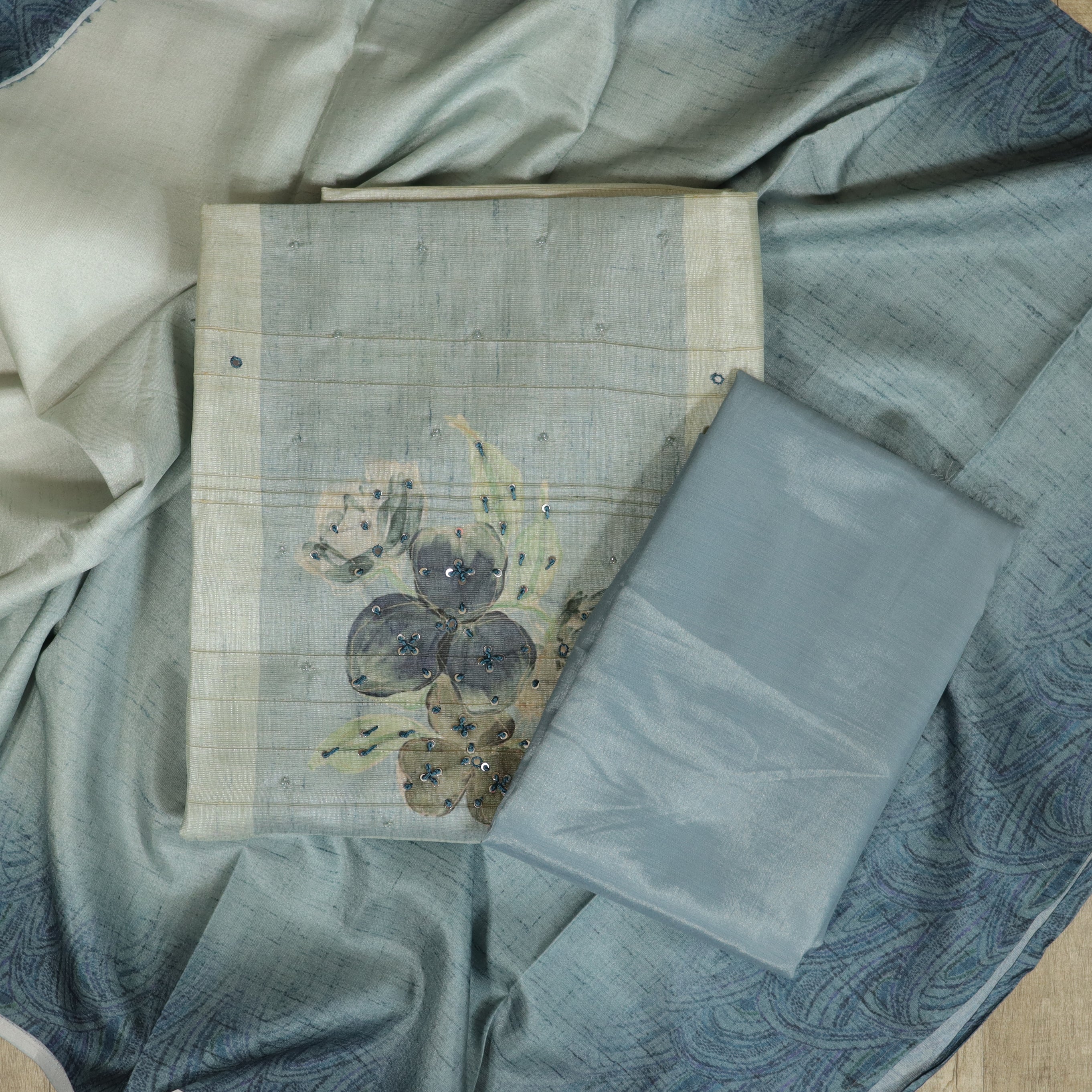 Load image into Gallery viewer, Semi Tussar Silk Unstitched Suit-4470