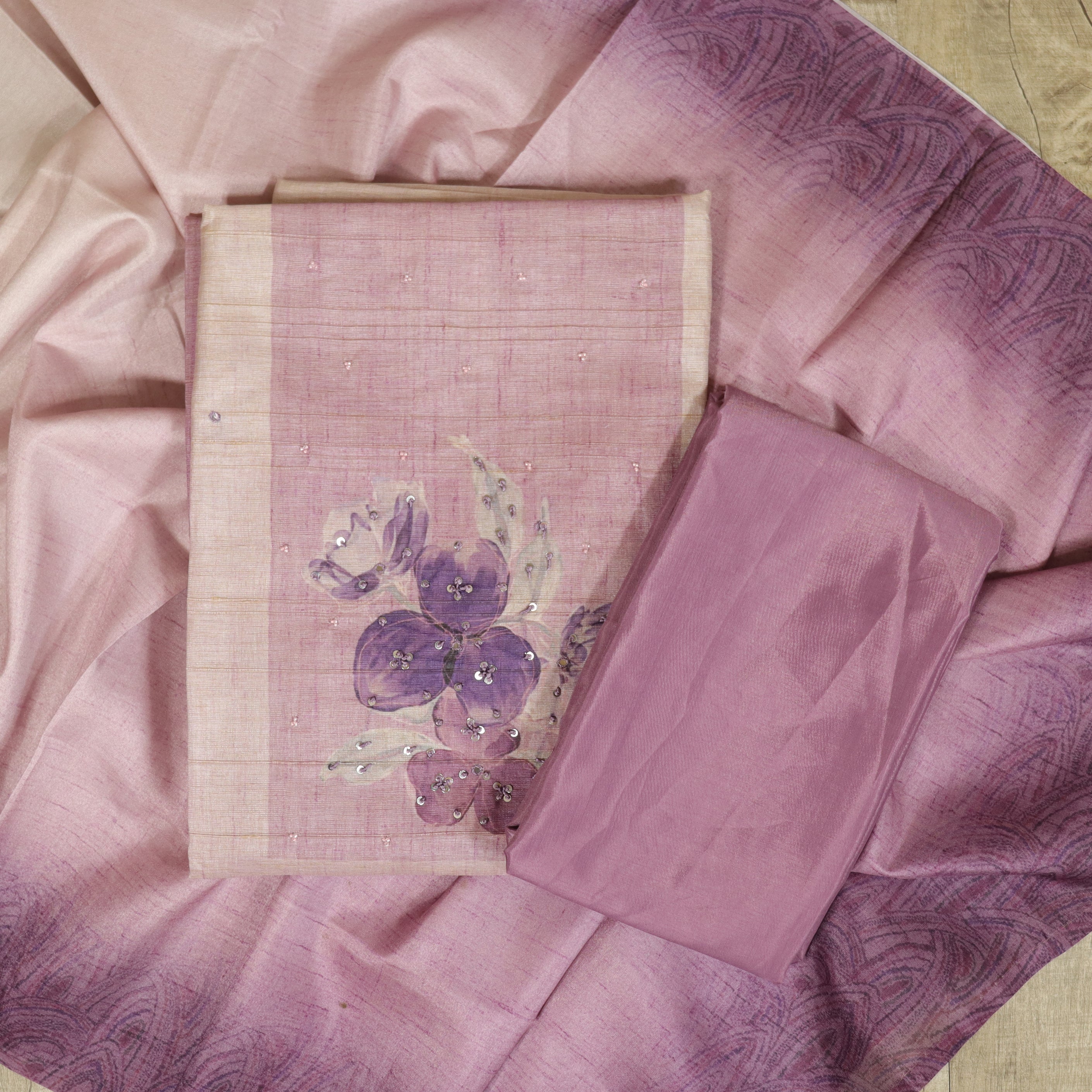 Load image into Gallery viewer, Semi Tussar Silk Unstitched Suit-4470