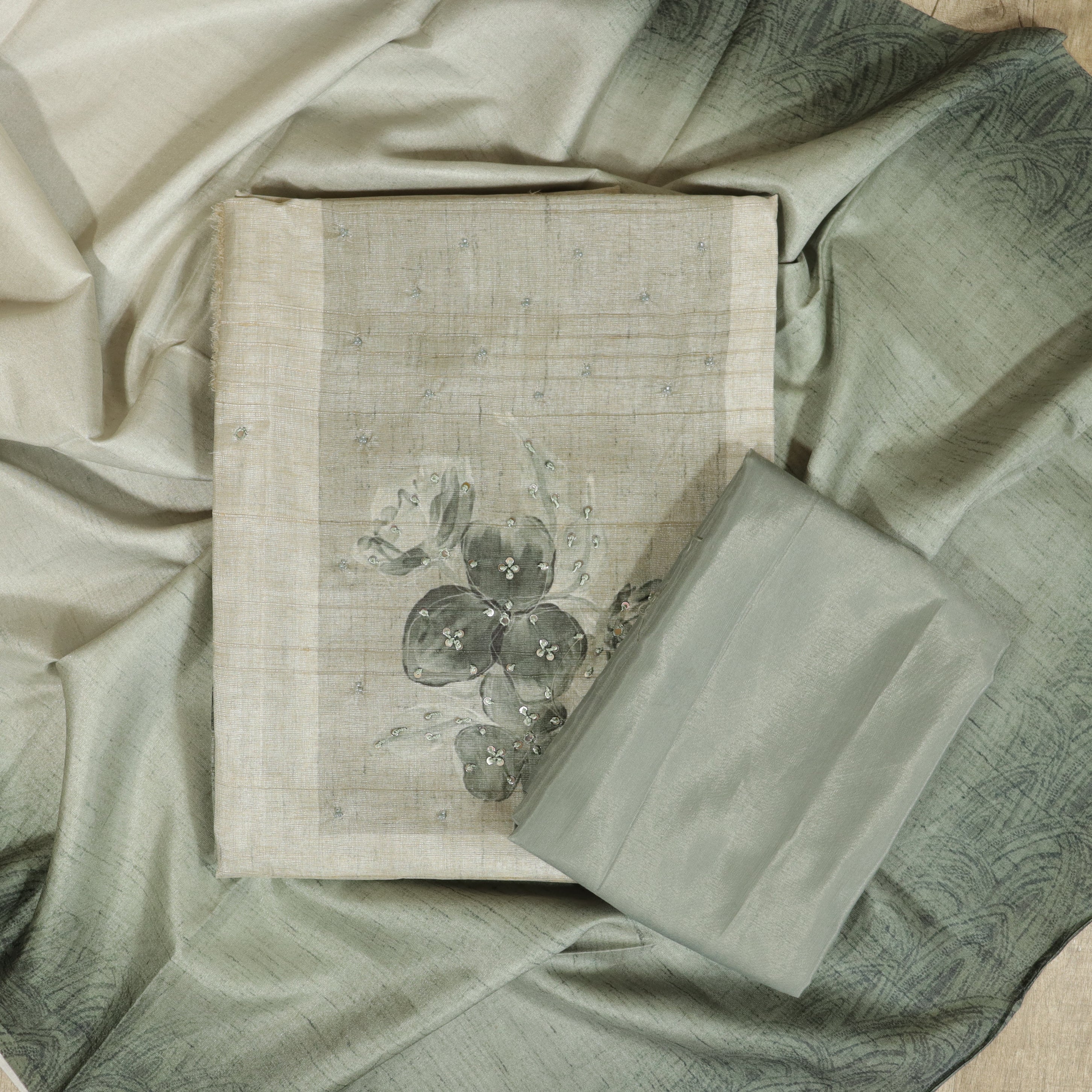 Load image into Gallery viewer, Semi Tussar Silk Unstitched Suit-4470