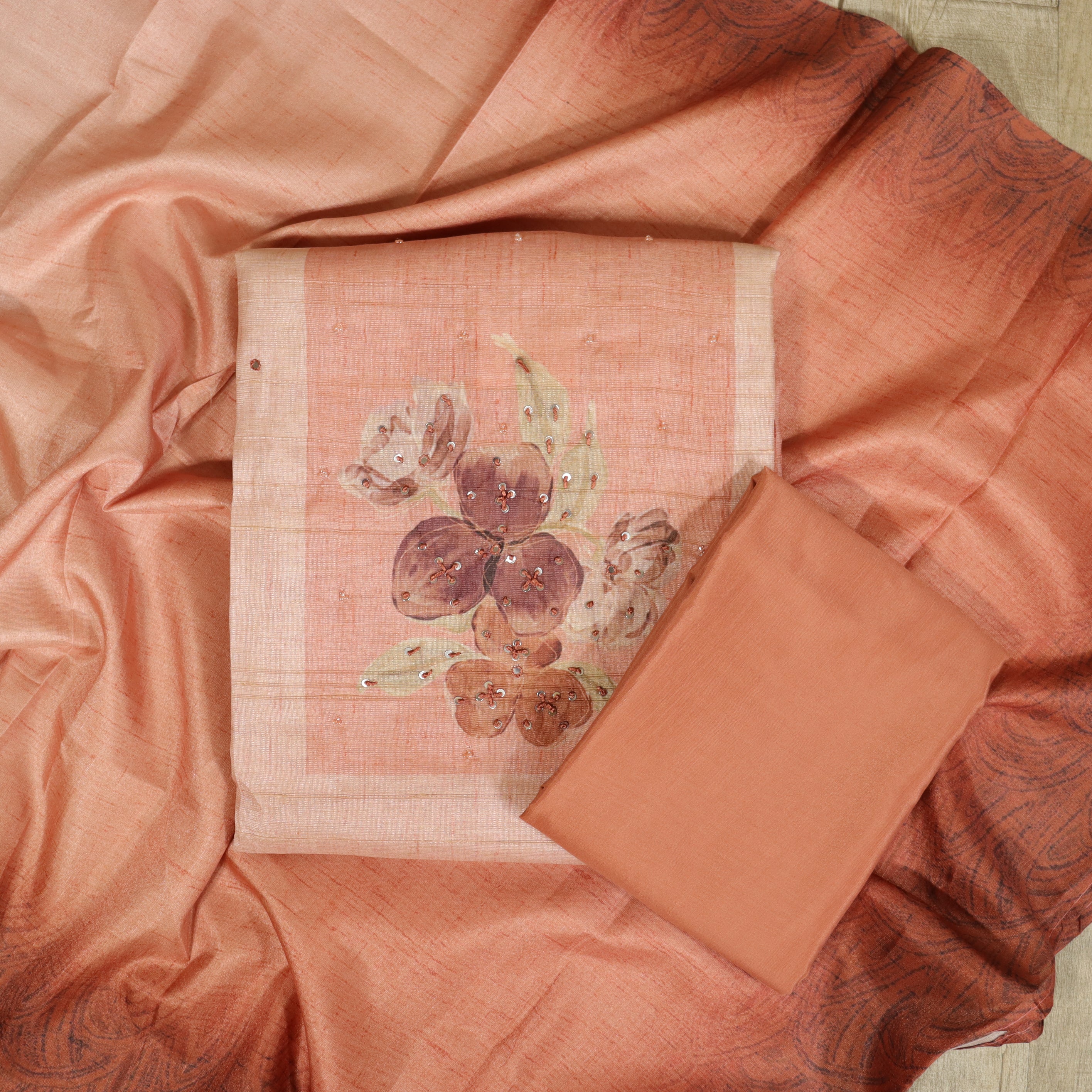 Load image into Gallery viewer, Semi Tussar Silk Unstitched Suit-4470