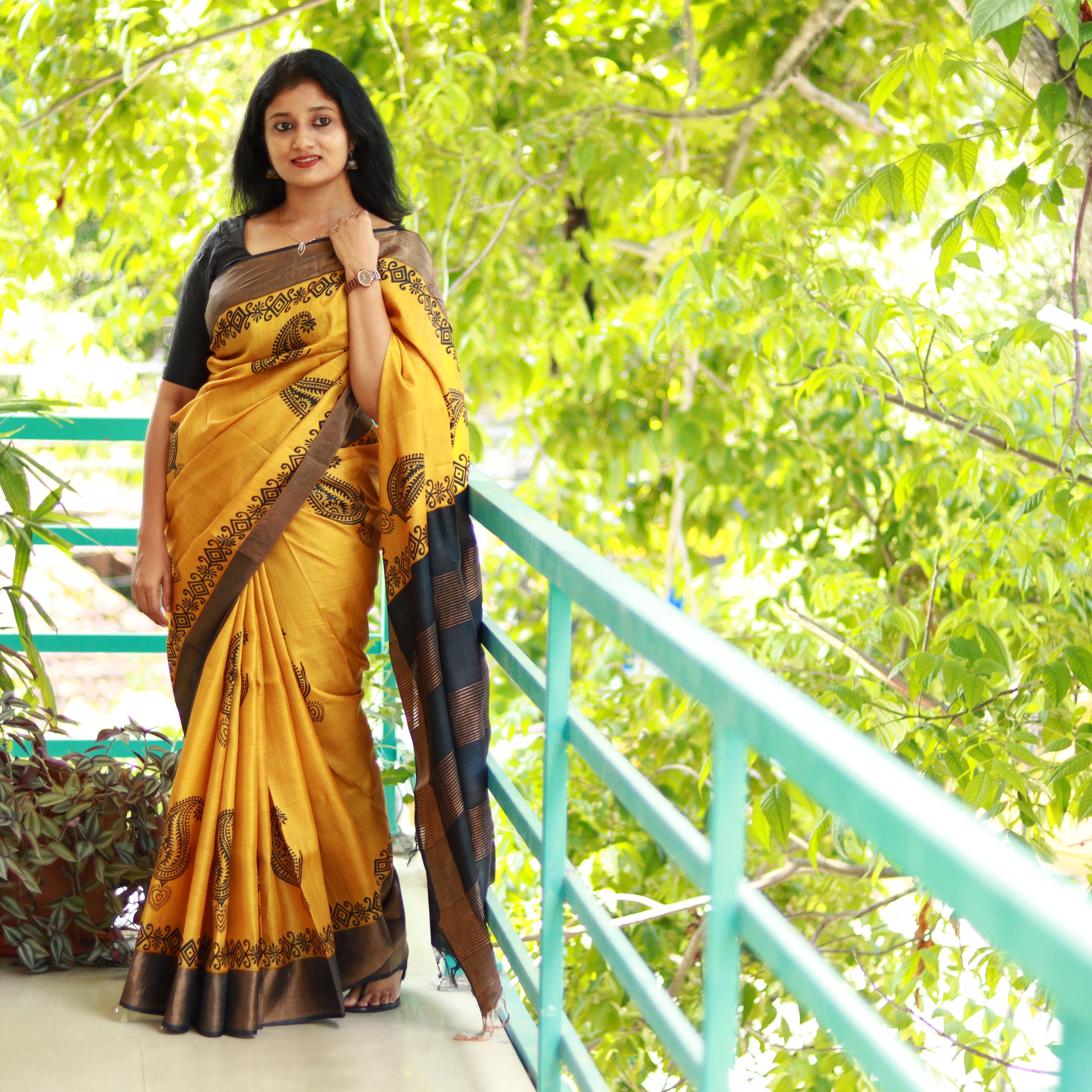 Load image into Gallery viewer, Jet Black Pure desi Tussar Saree- 3540: Pre-Booking