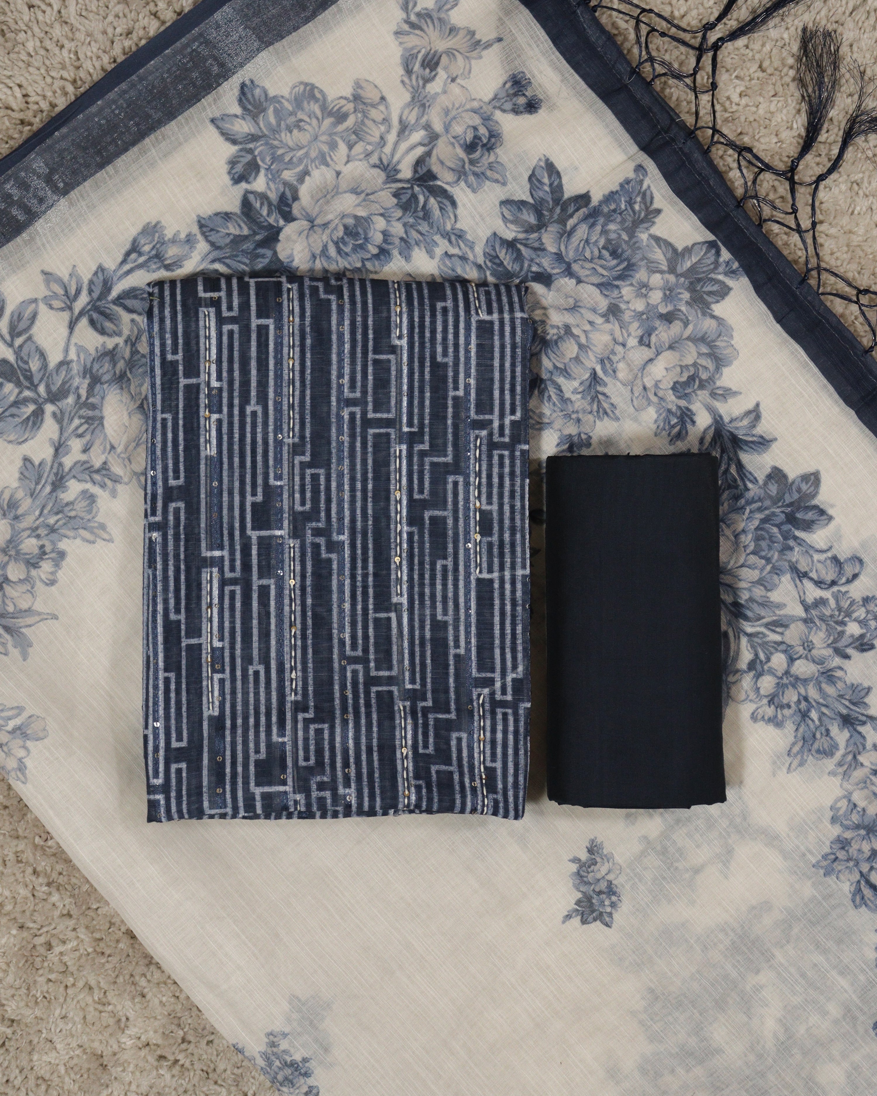 Load image into Gallery viewer, Linen Cotton Unstitched Suit-6152