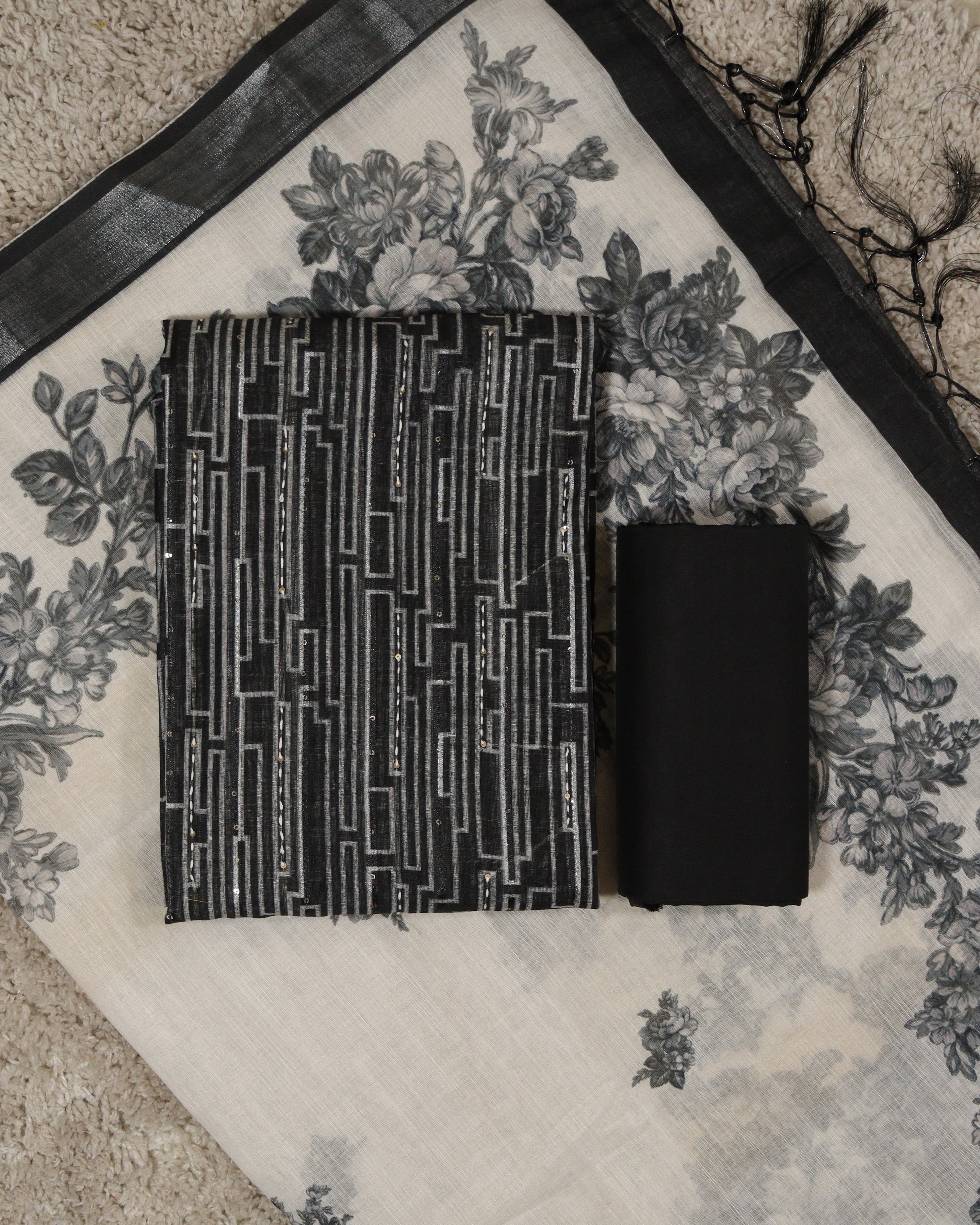 Load image into Gallery viewer, Linen Cotton Unstitched Suit-6152