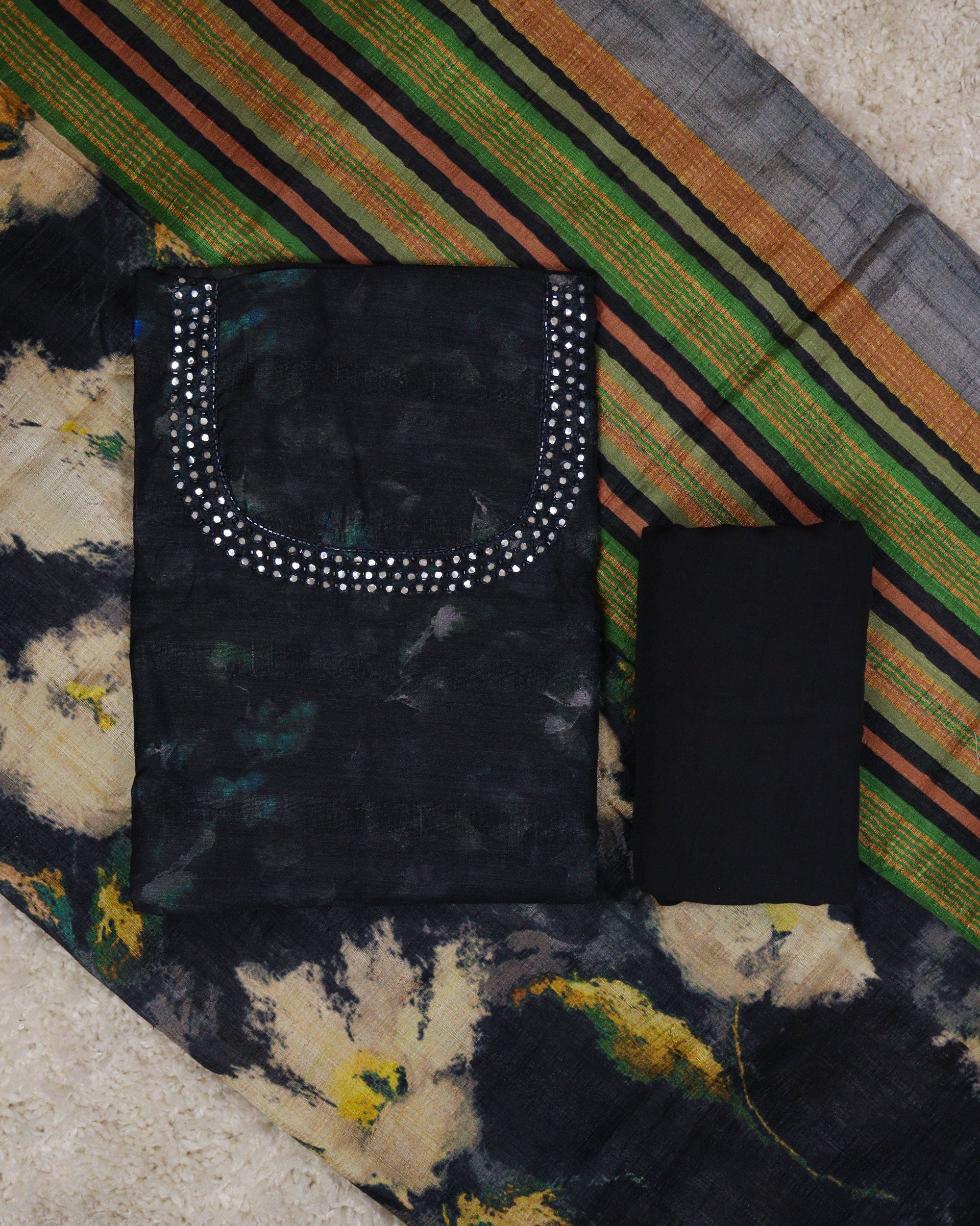 Load image into Gallery viewer, Semi Raw Silk Unstitched Suit-2084