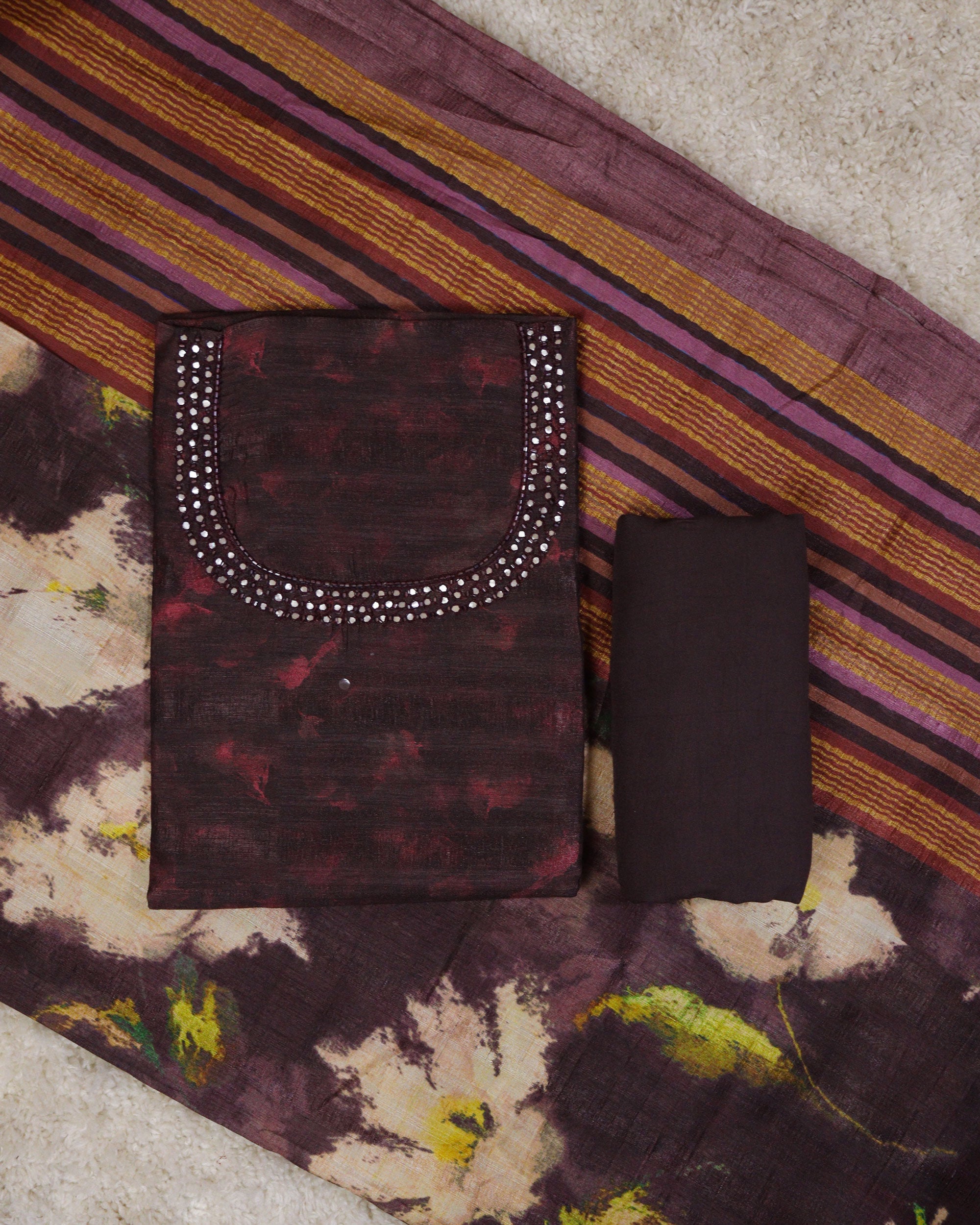 Load image into Gallery viewer, Semi Raw Silk Unstitched Suit-2084