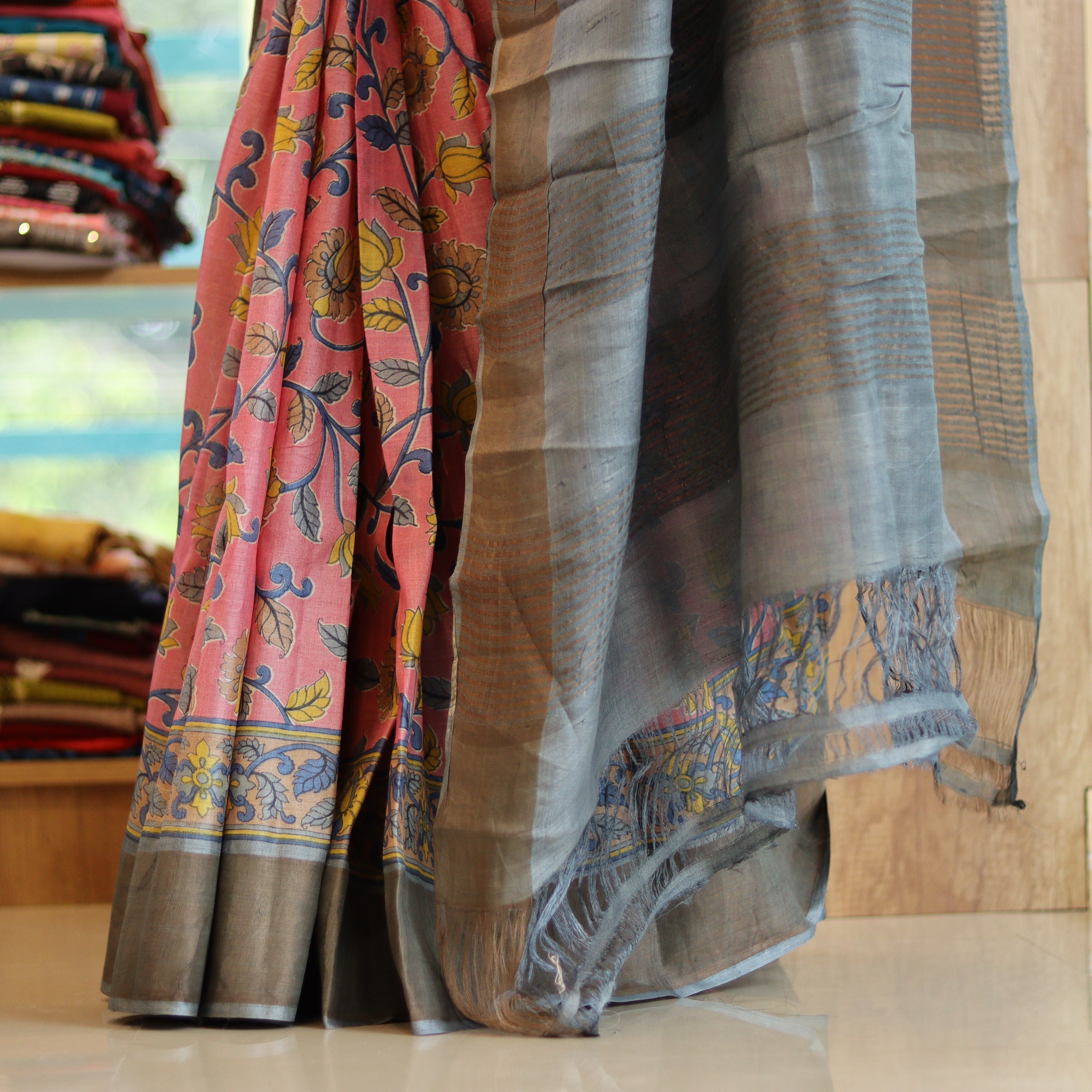 Load image into Gallery viewer, Baby Pink Pure desi Tussar Saree- 3540: Pre-Booking