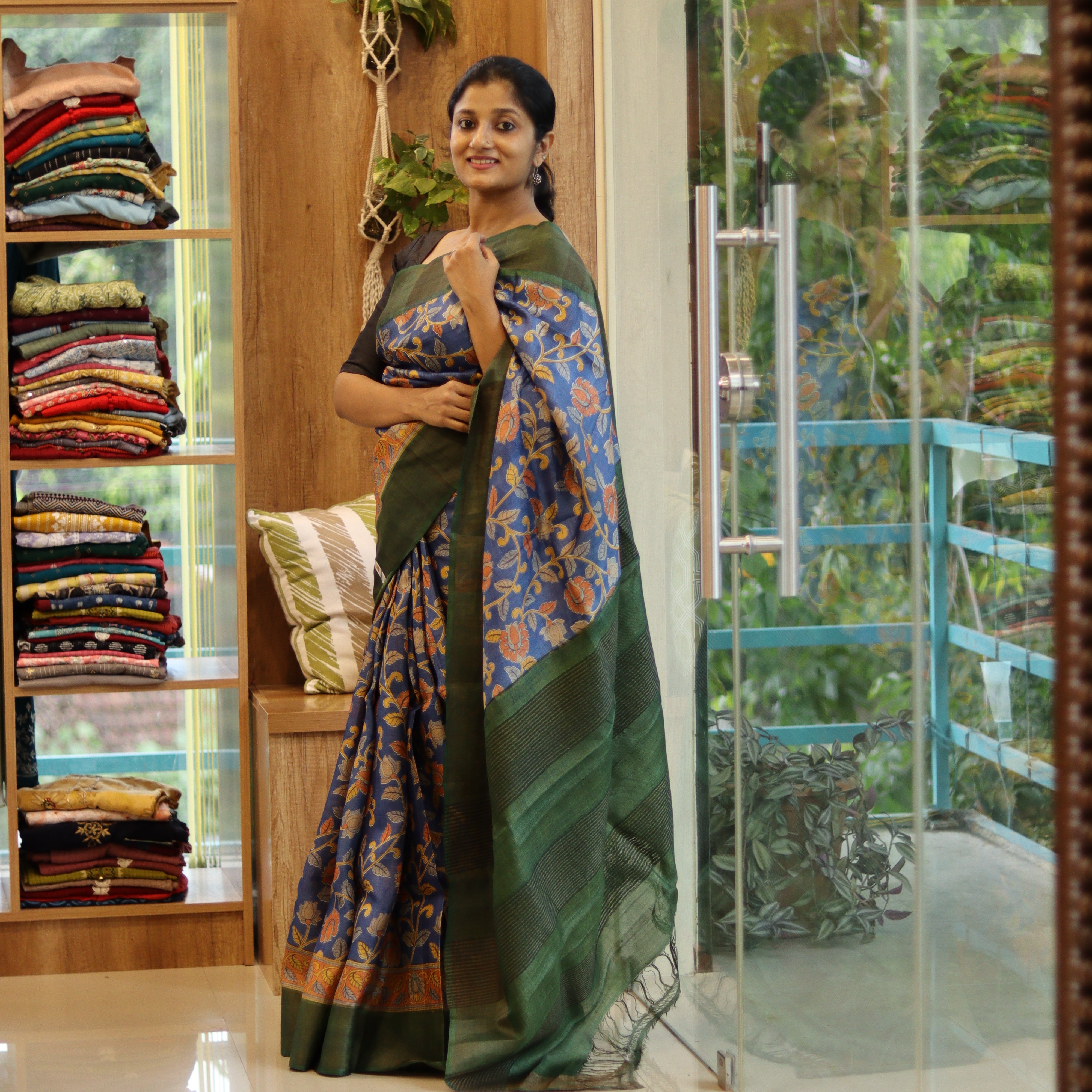 Load image into Gallery viewer, Royal Blue Pure desi Tussar Saree- 3540: Pre-Booking