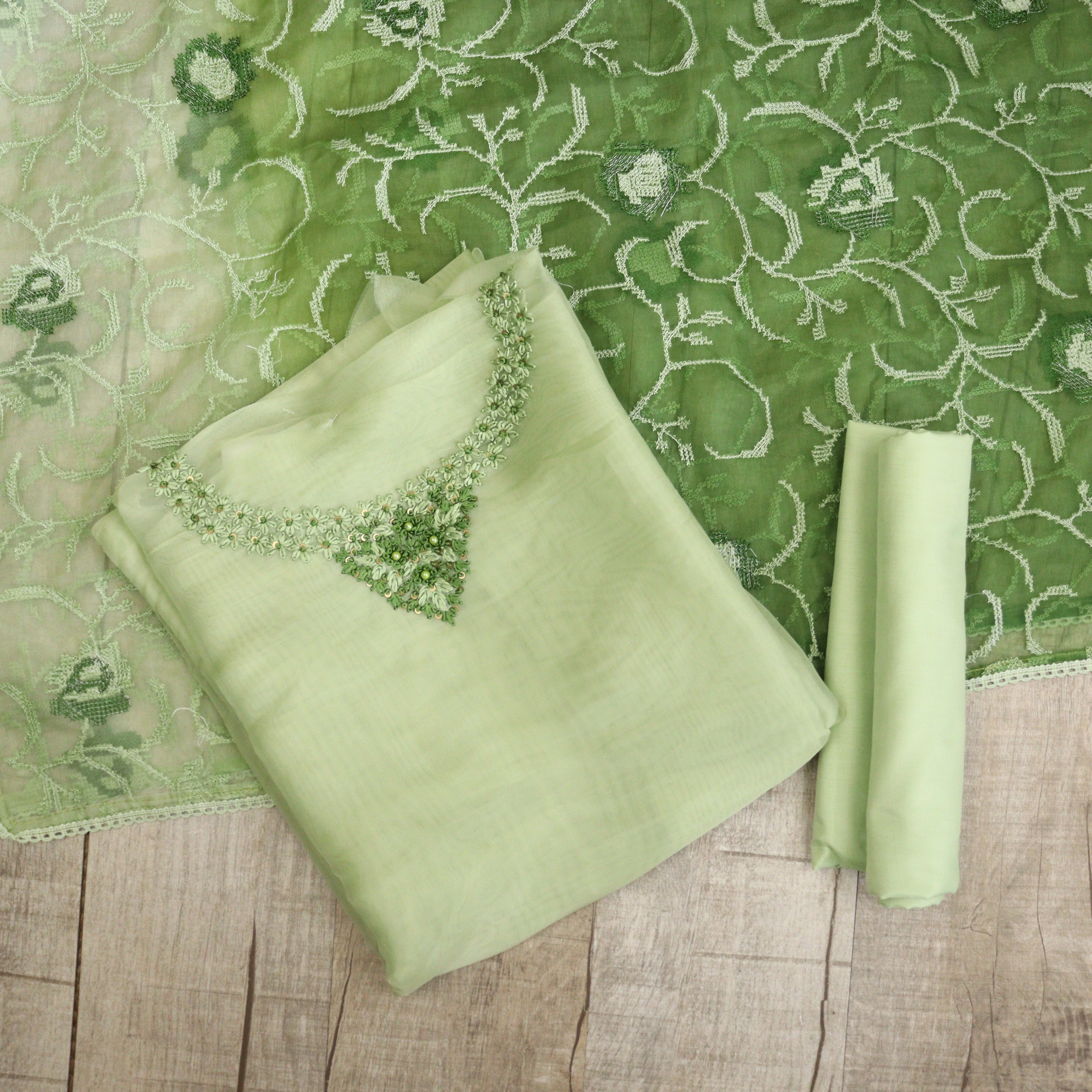 Load image into Gallery viewer, Organza Hand-Work Suit-3546