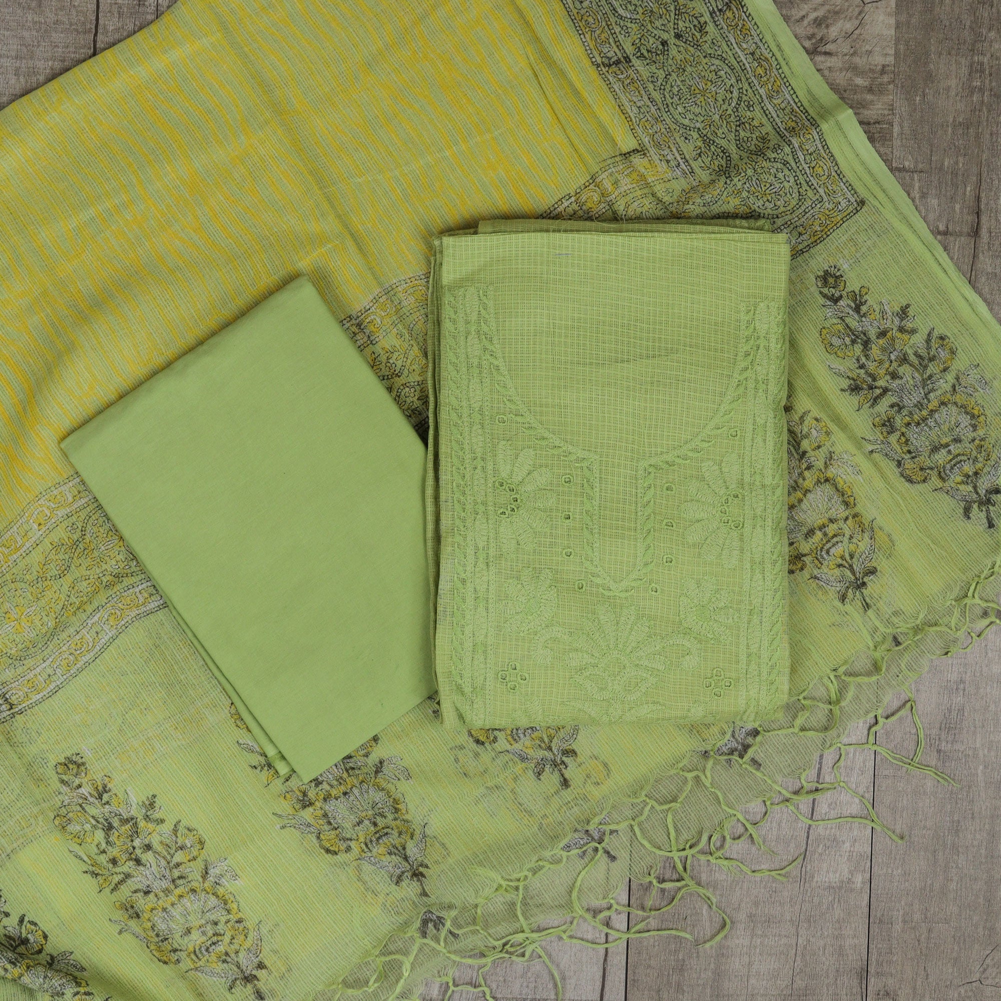 Load image into Gallery viewer, Pure Kota Unstitched Kurti Set-4756