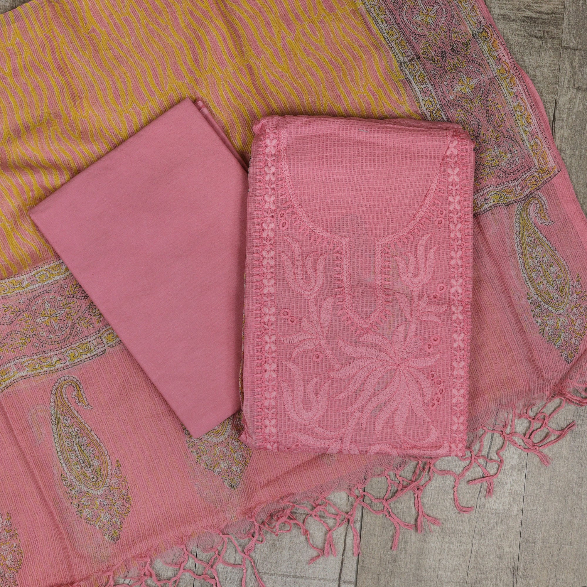 Load image into Gallery viewer, Pure Kota Unstitched Kurti Set-4756