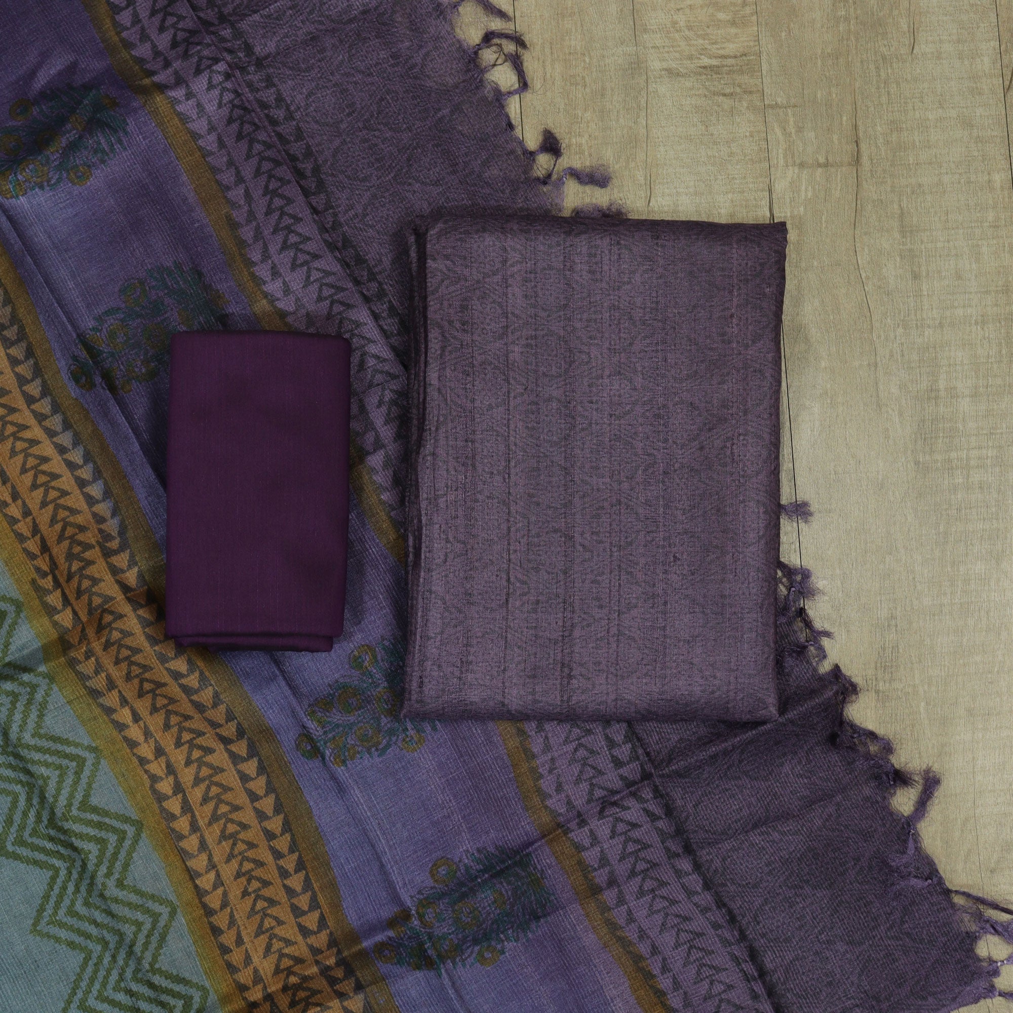 Load image into Gallery viewer, Pure Desi Tussar Unstitched Suit-4776