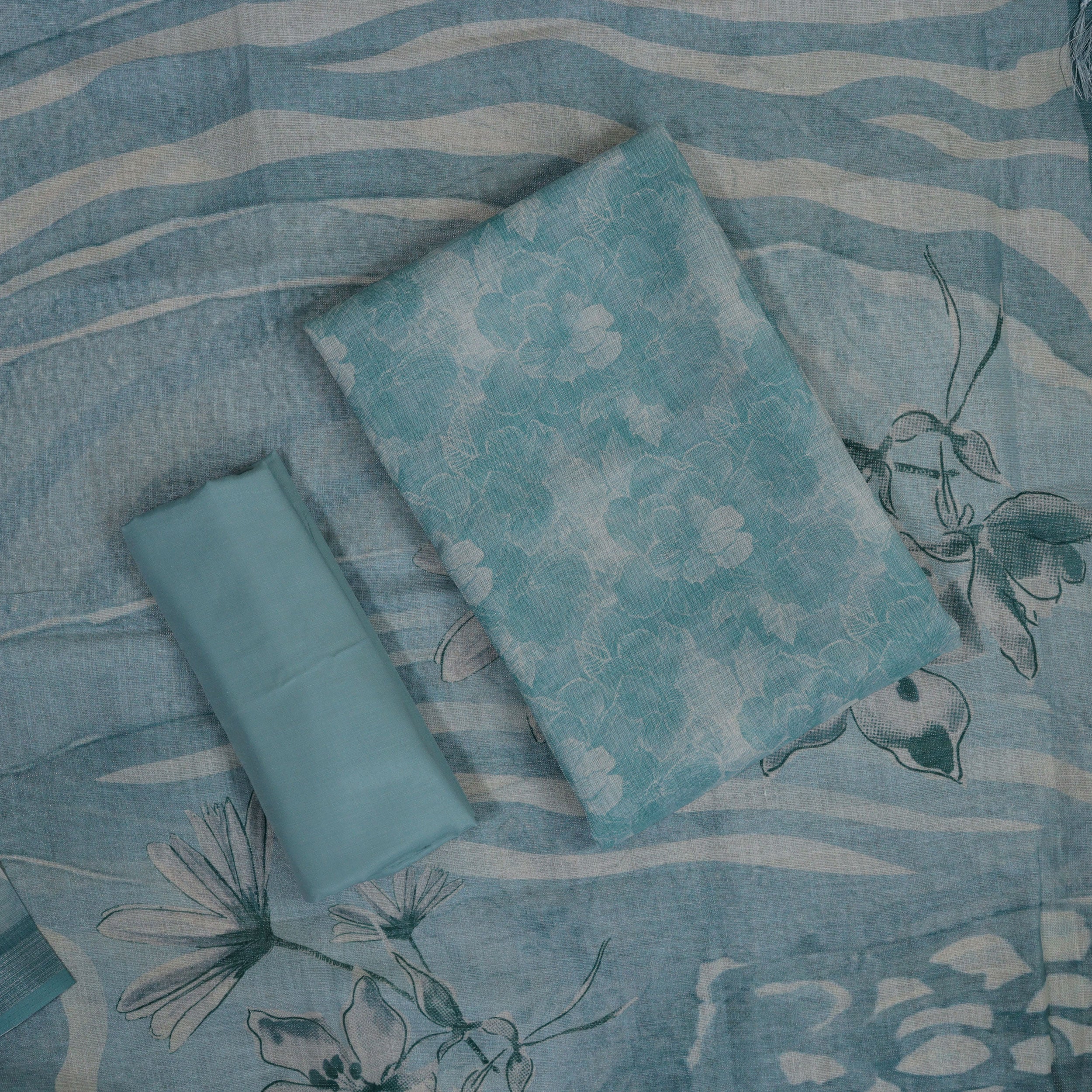 Load image into Gallery viewer, Tissue Linen Unstitched Suit-4859