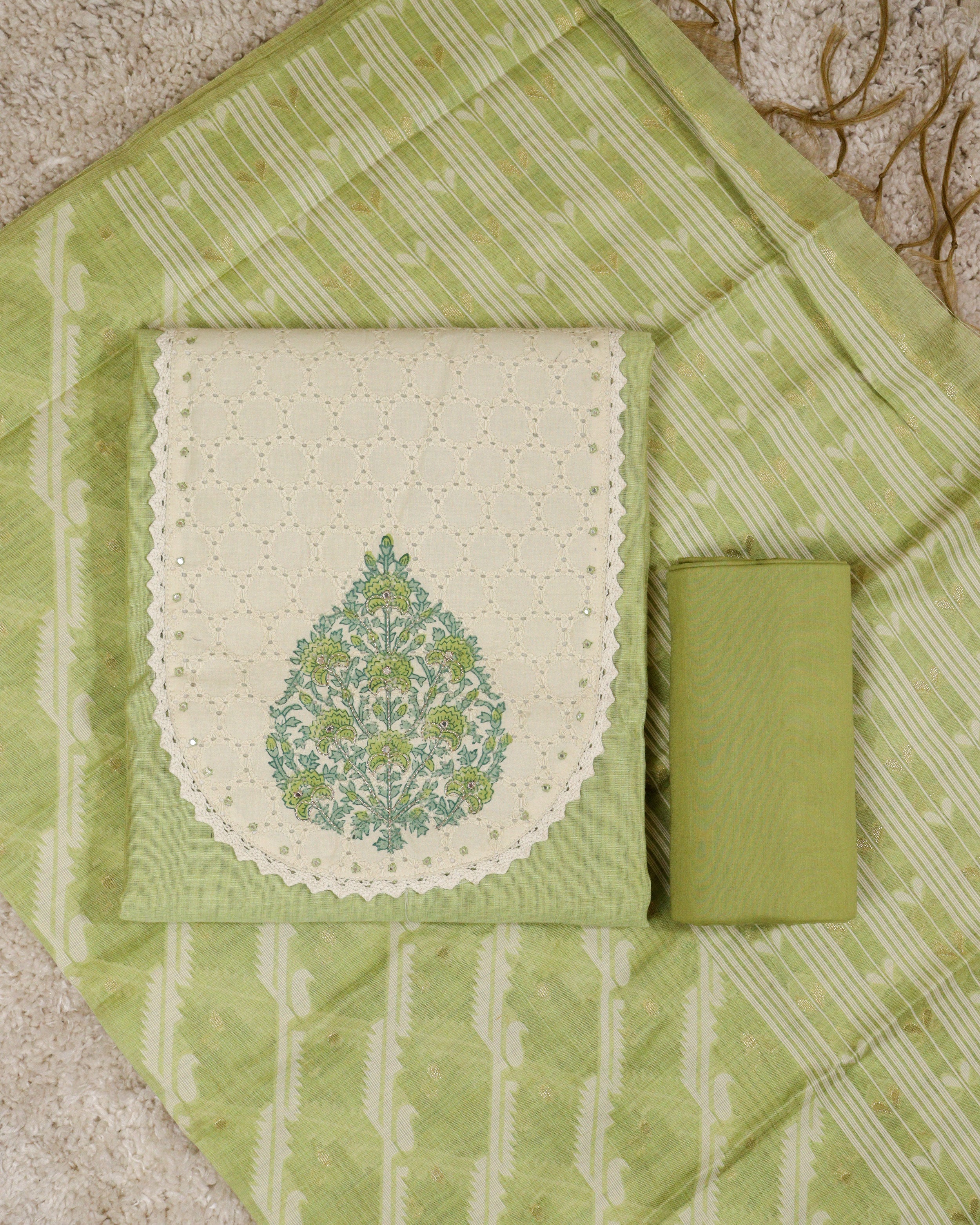 Load image into Gallery viewer, Chanderi Cotton Silk Unstitched Suit-2927