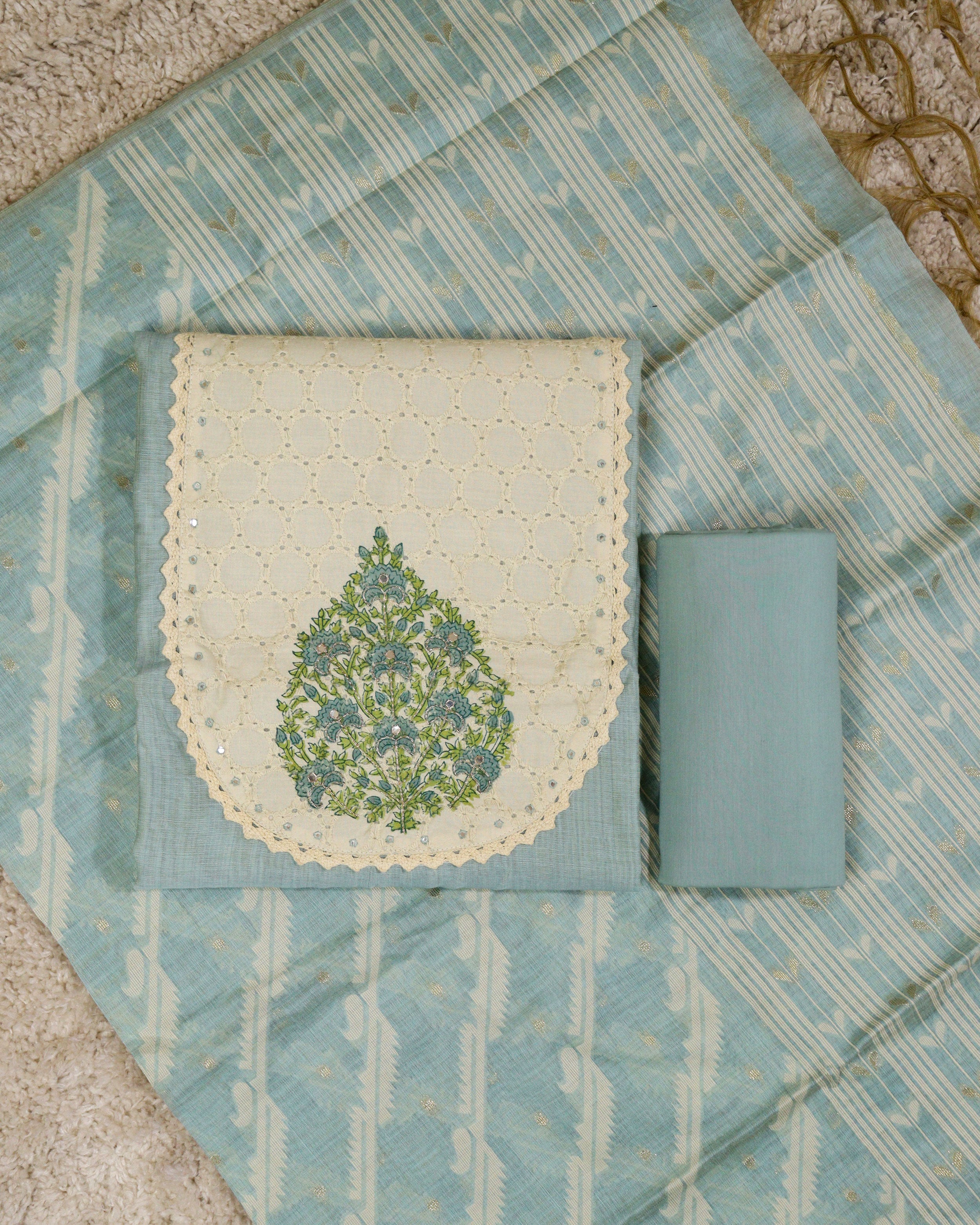 Load image into Gallery viewer, Chanderi Cotton Silk Unstitched Suit-2927